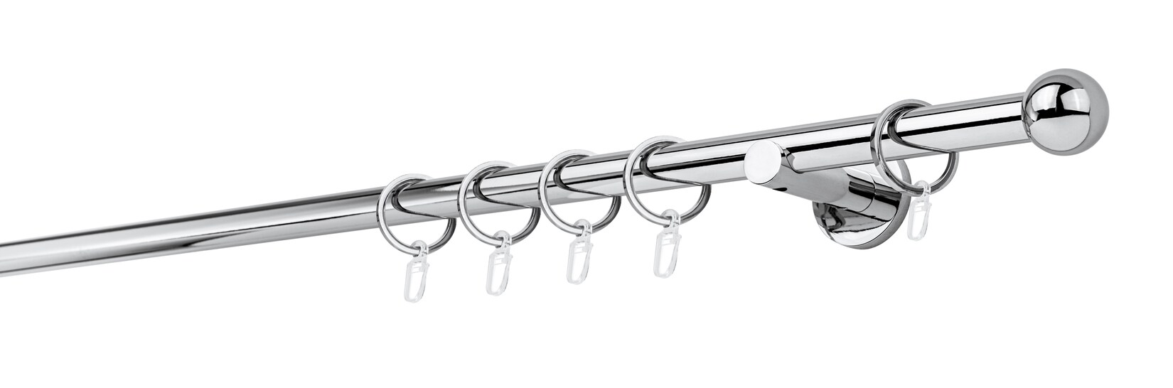 20mm,1-läufig,Rohr,Wandträger 6,5cm,Endstück ball Farbe: Chrom, Größe: 200cm