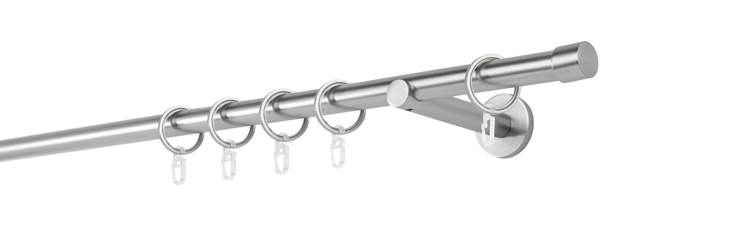 20mm,1-l&auml;ufig,Rohr,Wandtr&auml;ger 12cm,Endst&uuml;ck cap Farbe: Edelstahl-Optik, Gr&ouml;&szlig;e: 200cm - Bild 1