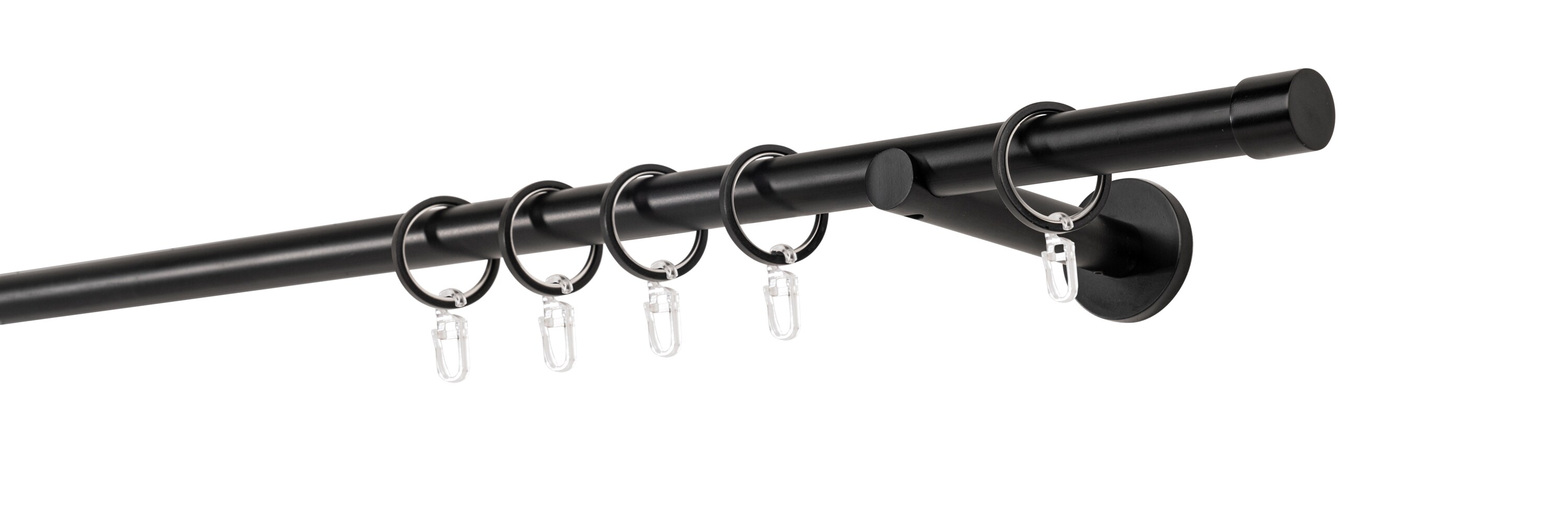 20mm,1-l&auml;ufig,Rohr,Wandtr&auml;ger 12cm,Endst&uuml;ck cap Farbe: Schwarz, Gr&ouml;&szlig;e: 100cm - Bild 1