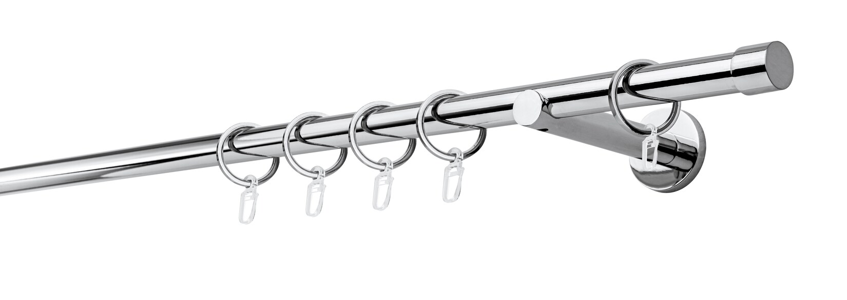 20mm,1-läufig,Rohr,Wandträger 12cm,Endstück cap Farbe: Chrom, Größe: 270cm