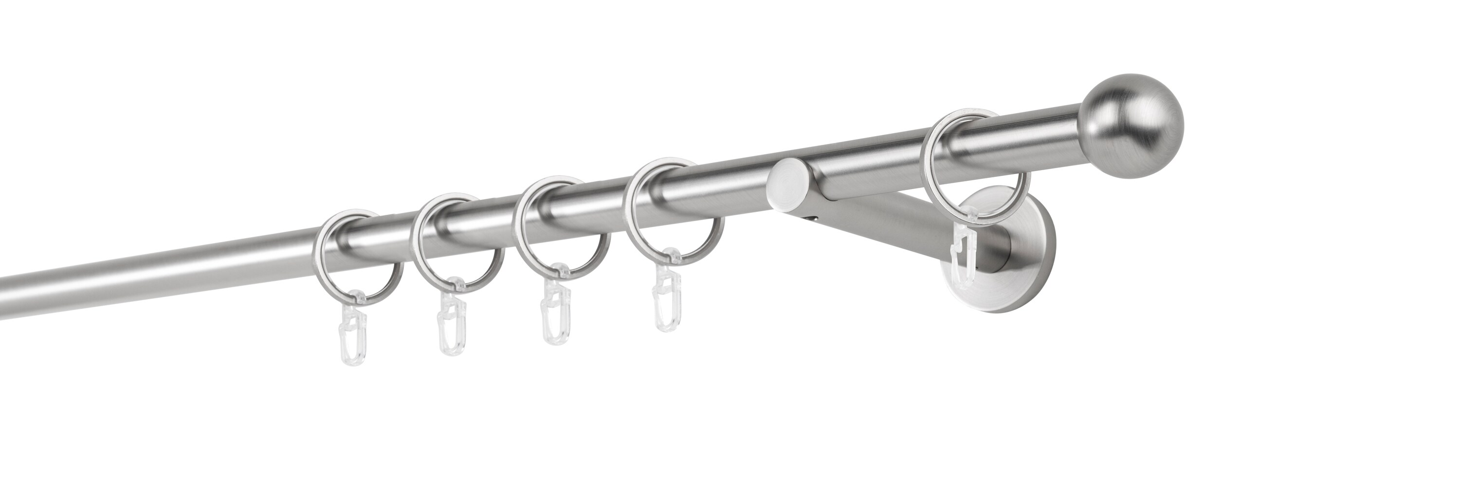 20mm,1-l&auml;ufig,Rohr,Wandtr&auml;ger 12cm,Endst&uuml;ck ball Farbe: Edelstahl-Optik, Gr&ouml;&szlig;e: 100cm - Bild 1