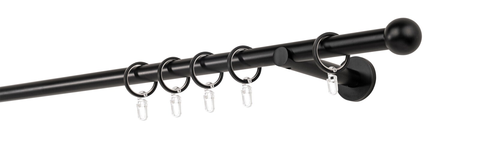 20mm,1-läufig,Rohr,Wandträger 12cm,Endstück ball Farbe: Schwarz, Größe: 200cm
