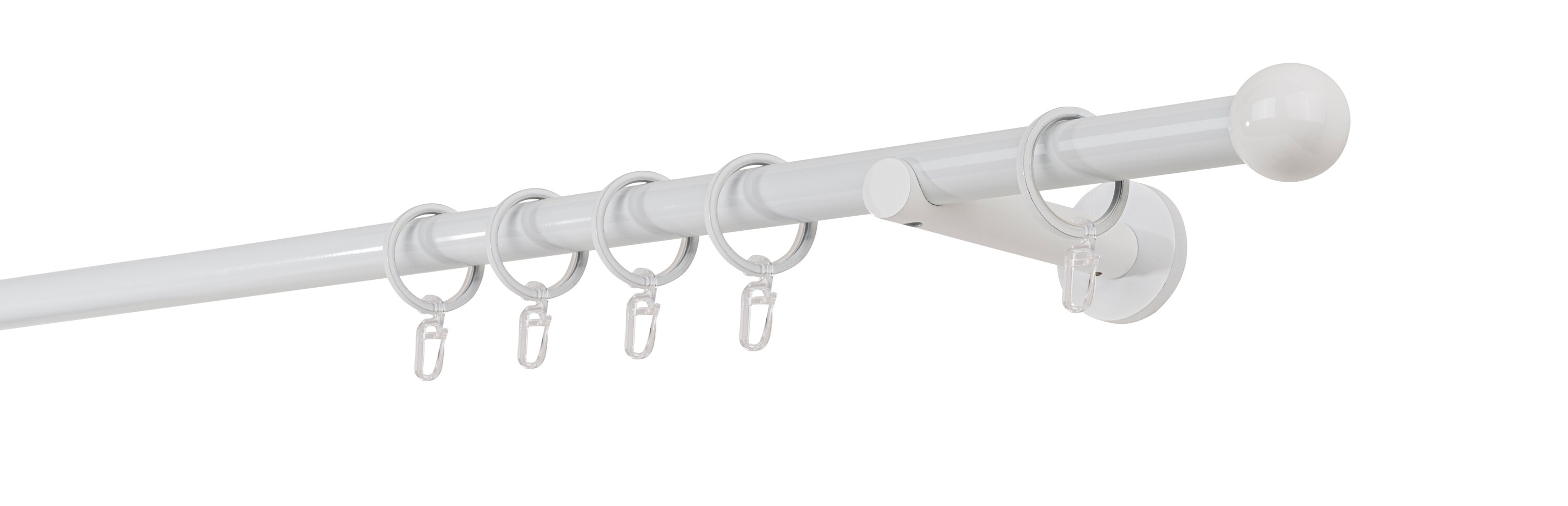 20mm,1-l&auml;ufig,Rohr,Wandtr&auml;ger 12cm,Endst&uuml;ck ball Farbe: Wei&szlig;, Gr&ouml;&szlig;e: 240cm - Bild 1