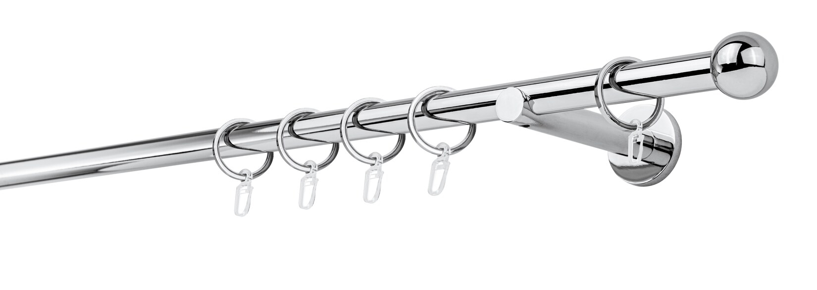 20mm,1-läufig,Rohr,Wandträger 12cm,Endstück ball Farbe: Chrom, Größe: 330cm