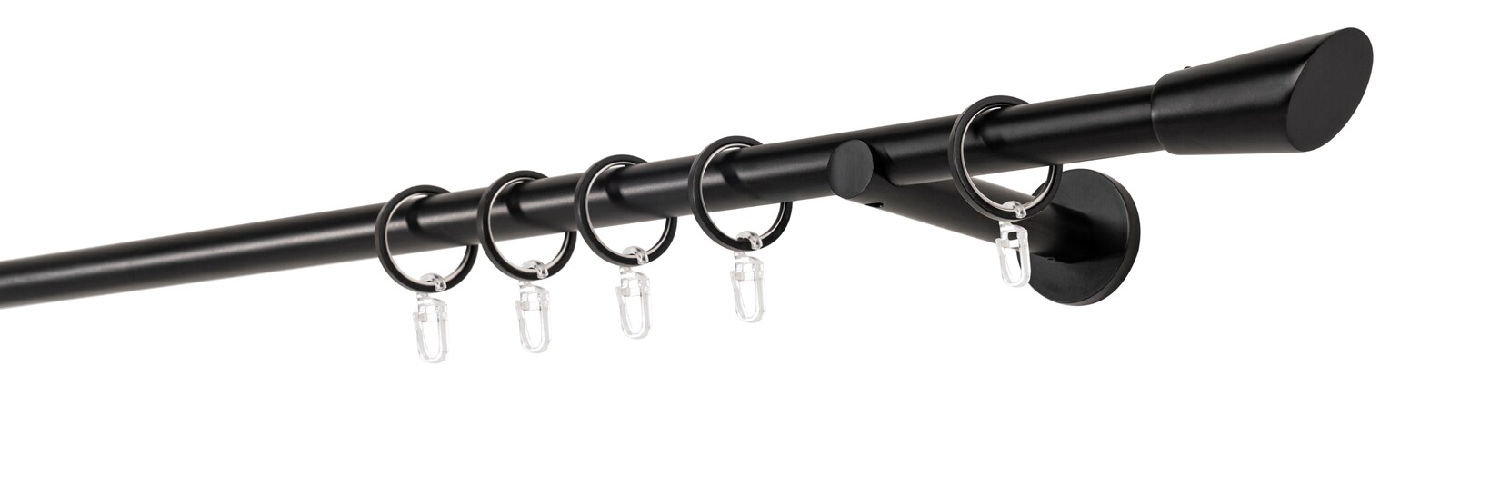 20mm,1-läufig,Rohr,Wandträger 12cm,Endstück rag Farbe: Schwarz, Größe: 360cm