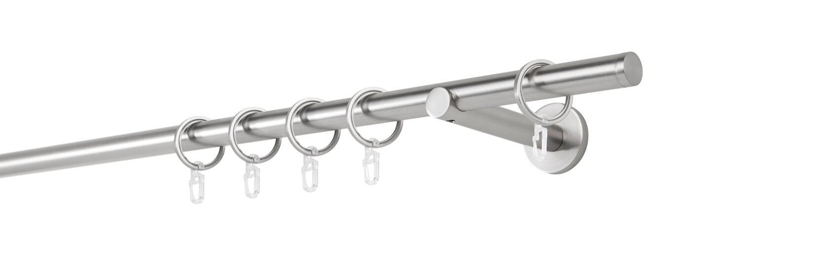 20mm,1-läufig,Rohr,Wandträger 12cm,Endstück match Farbe: Edelstahl-Optik, Größe: 370cm