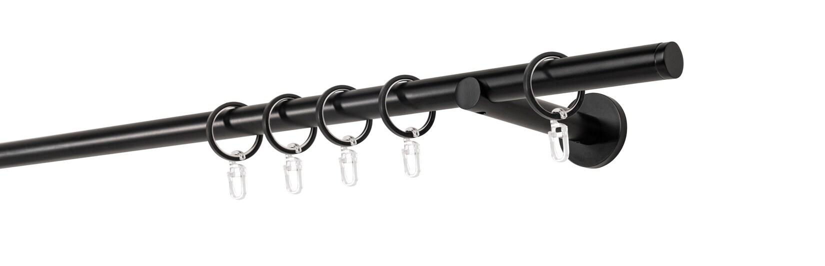 20mm,1-läufig,Rohr,Wandträger 12cm,Endstück match Farbe: Schwarz, Größe: 280cm