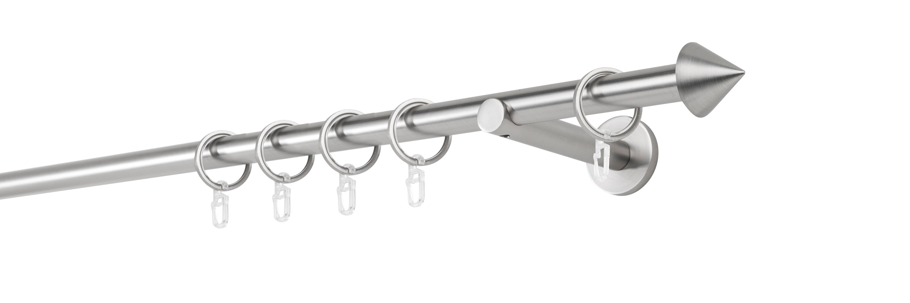 20mm,1-l&auml;ufig,Rohr,Wandtr&auml;ger 12cm,Endst&uuml;ck cone Farbe: Edelstahl-Optik, Gr&ouml;&szlig;e: 100cm - Bild 1