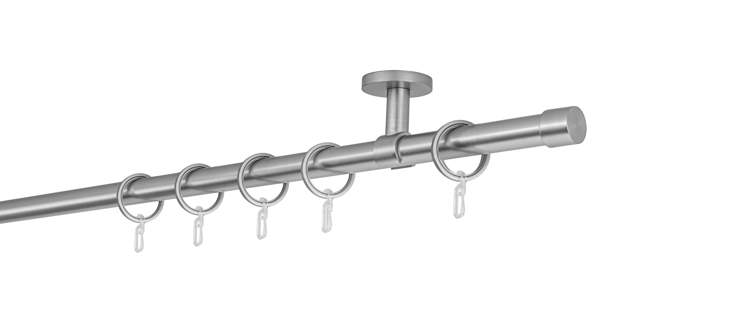 20mm,1-l&auml;ufig,Rohr,Deckentr&auml;ger classic,Endst&uuml;ck cap Gr&ouml;&szlig;e: 100cm, Farbvariante: Edelstahl-Optik - Bild 1