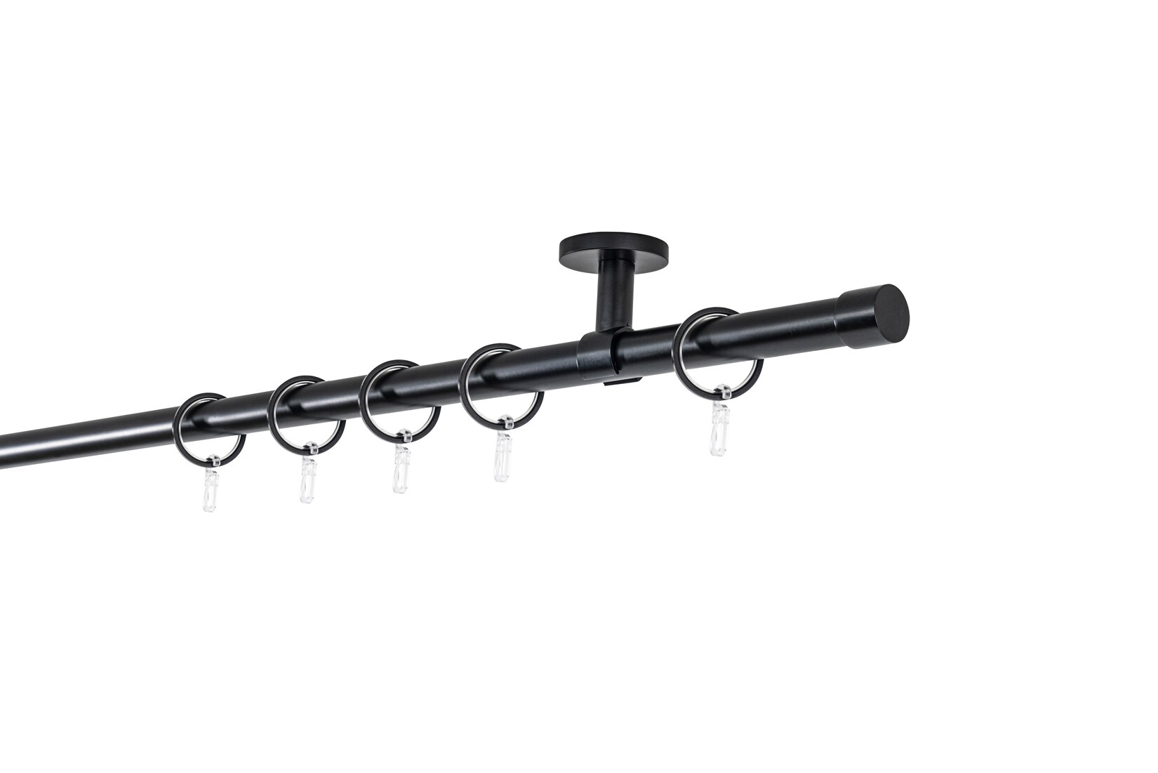 20mm,1-läufig,Rohr,Deckenträger classic,Endstück cap Größe: 400cm, Farbvariante: Schwarz