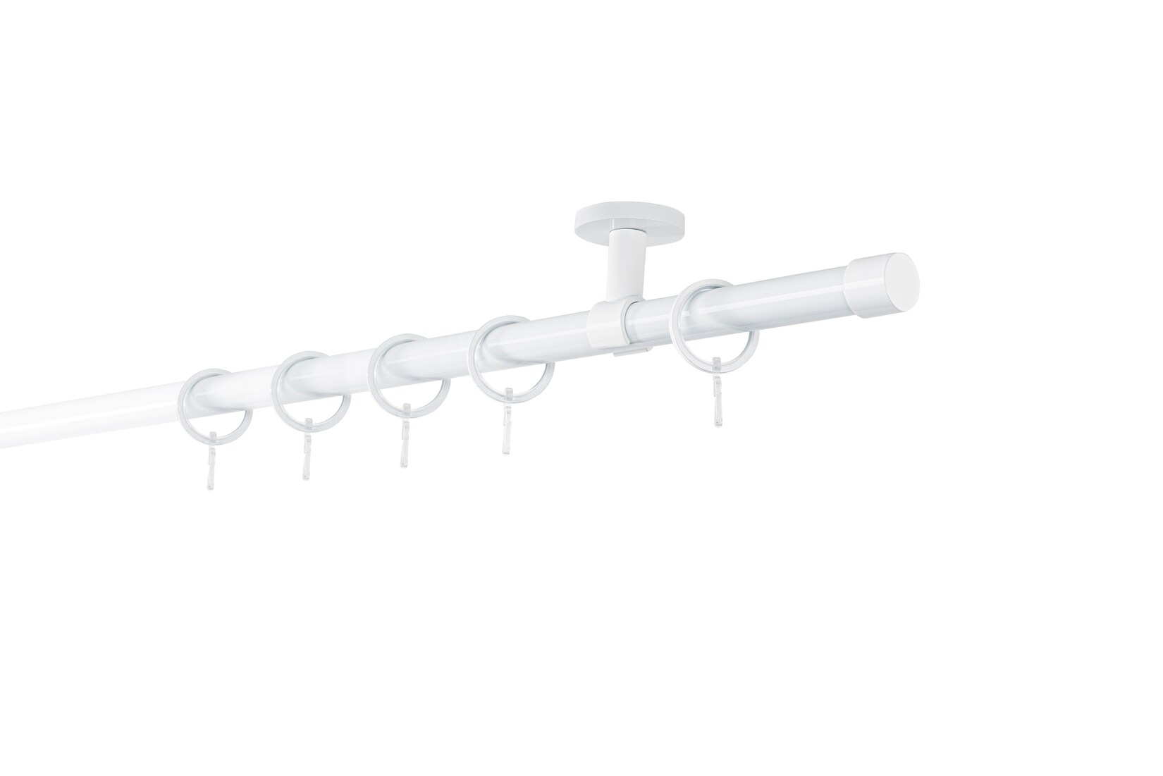 20mm,1-läufig,Rohr,Deckenträger classic,Endstück cap Größe: 280cm, Farbvariante: Weiß