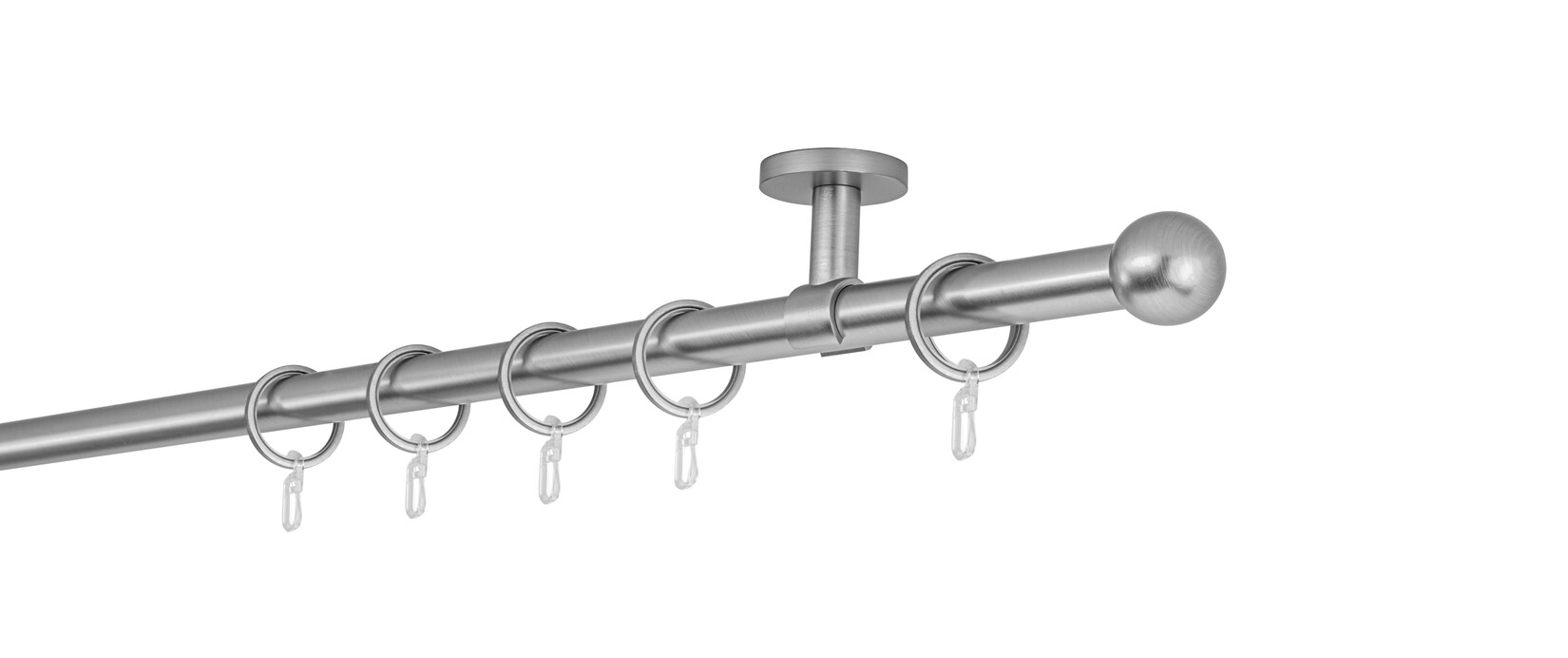 20mm,1-läufig,Rohr,Deckenträger classic,Endstück ball Größe: 300cm, Farbvariante: Edelstahl-Optik