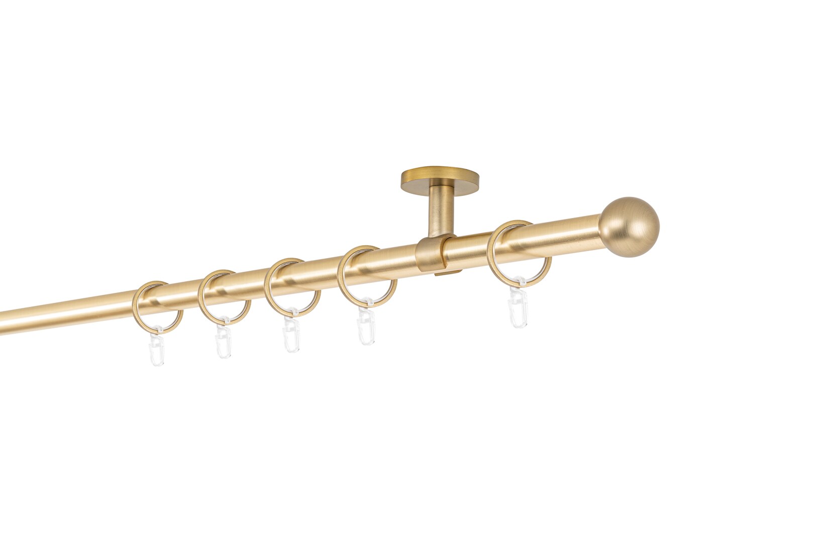 20mm,1-läufig,Rohr,Deckenträger classic,Endstück ball Größe: 250cm, Farbvariante: Messing-Matt