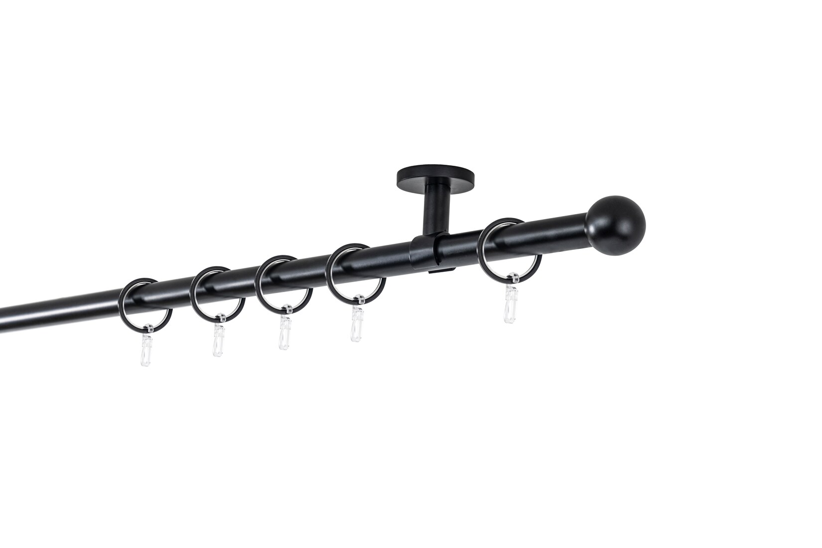 20mm,1-läufig,Rohr,Deckenträger classic,Endstück ball Größe: 250cm, Farbvariante: Schwarz