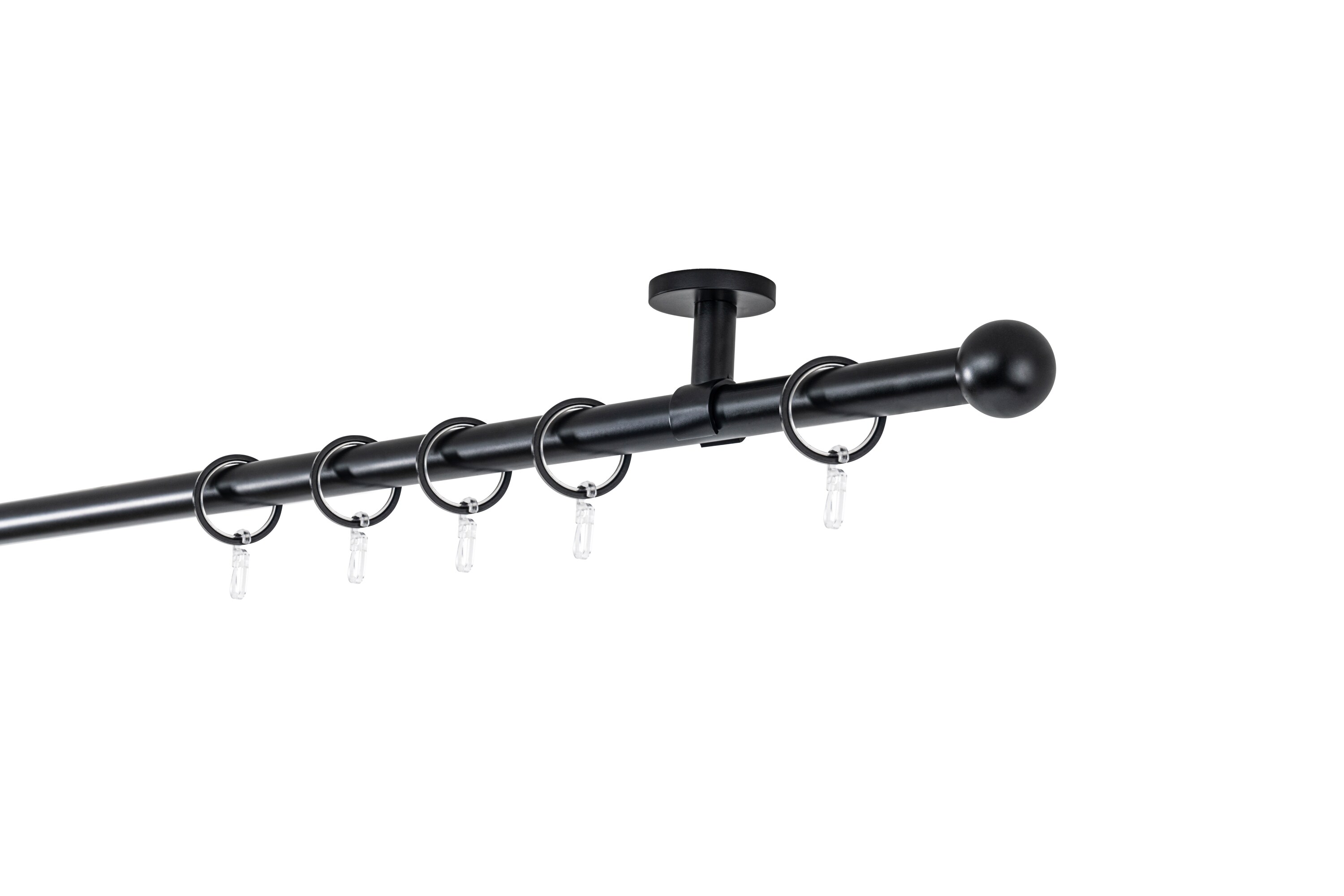 20mm,1-l&auml;ufig,Rohr,Deckentr&auml;ger classic,Endst&uuml;ck ball Gr&ouml;&szlig;e: 400cm, Farbvariante: Schwarz - Bild 1