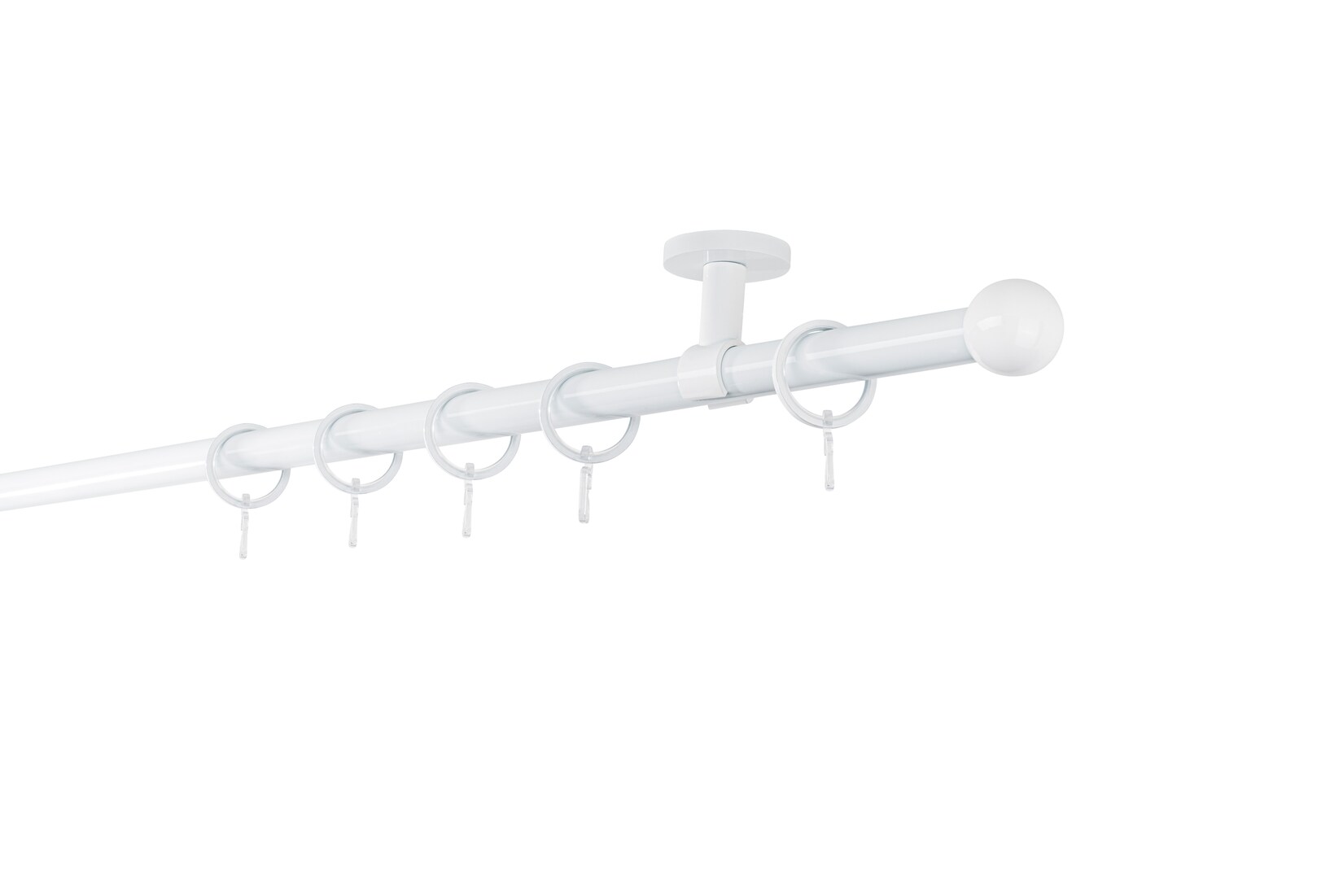 20mm,1-läufig,Rohr,Deckenträger classic,Endstück ball Größe: 250cm, Farbvariante: Weiß