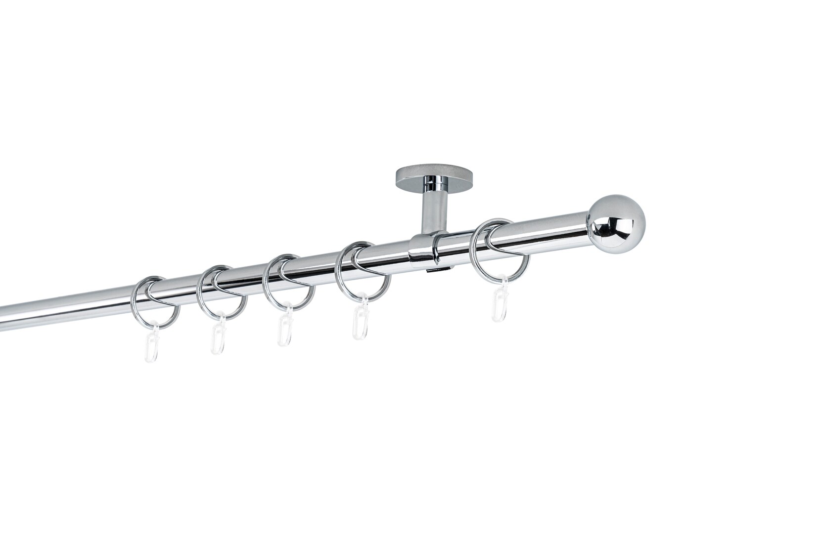 20mm,1-läufig,Rohr,Deckenträger classic,Endstück ball Größe: 380cm, Farbvariante: Chrom