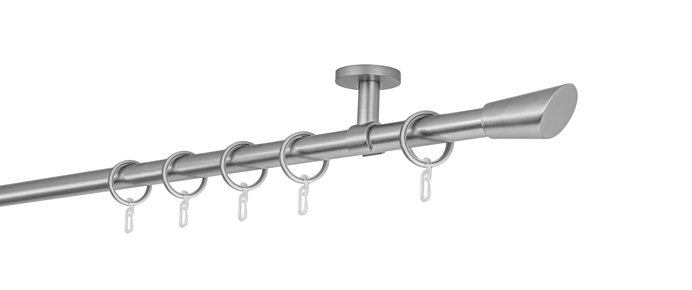 20mm,1-l&auml;ufig,Rohr,Deckentr&auml;ger classic,Endst&uuml;ck rag Gr&ouml;&szlig;e: 100cm, Farbvariante: Edelstahl-Optik - Bild 1