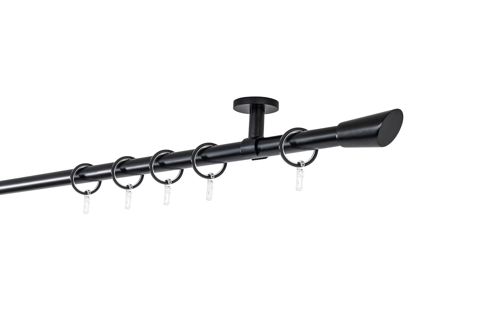 20mm,1-läufig,Rohr,Deckenträger classic,Endstück rag Größe: 370cm, Farbvariante: Schwarz