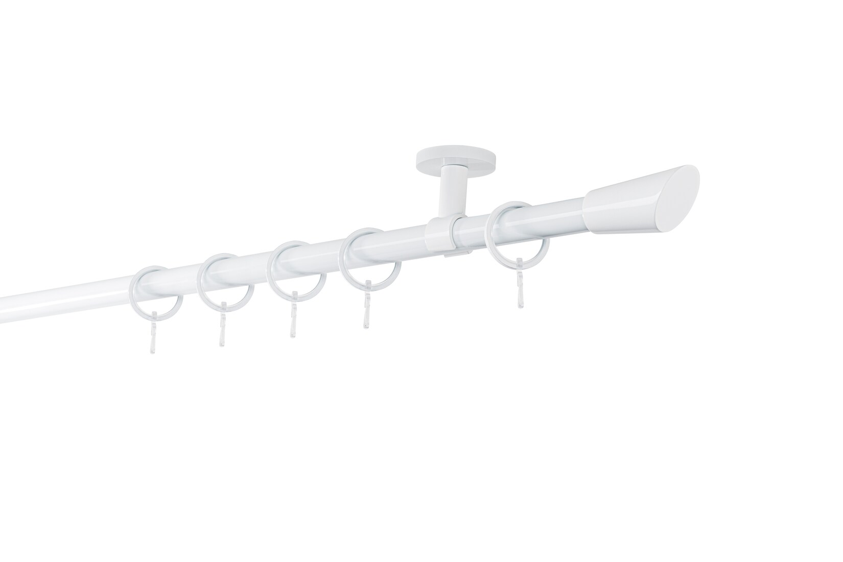 20mm,1-läufig,Rohr,Deckenträger classic,Endstück rag Größe: 250cm, Farbvariante: Weiß
