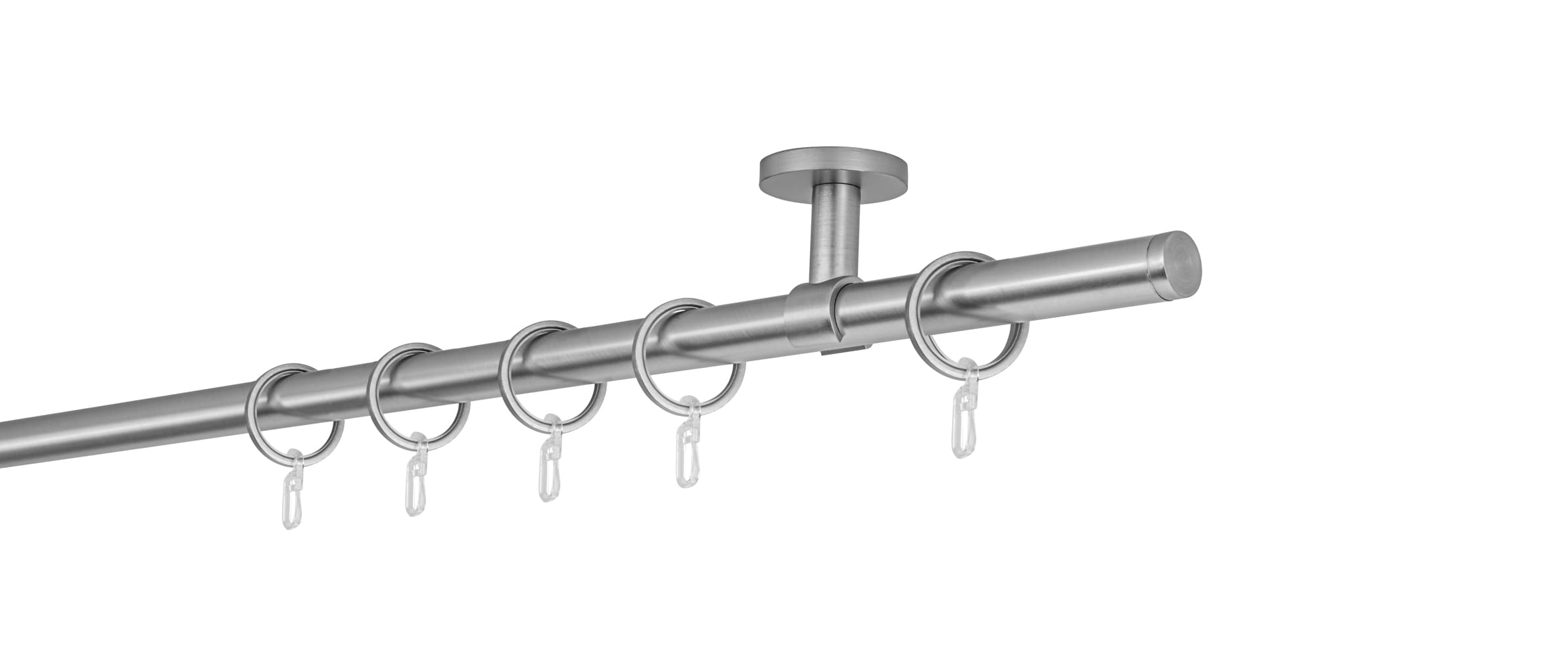 20mm,1-l&auml;ufig,Rohr,Deckentr&auml;ger classic,Endst&uuml;ck match Gr&ouml;&szlig;e: 100cm, Farbvariante: Edelstahl-Optik - Bild 1