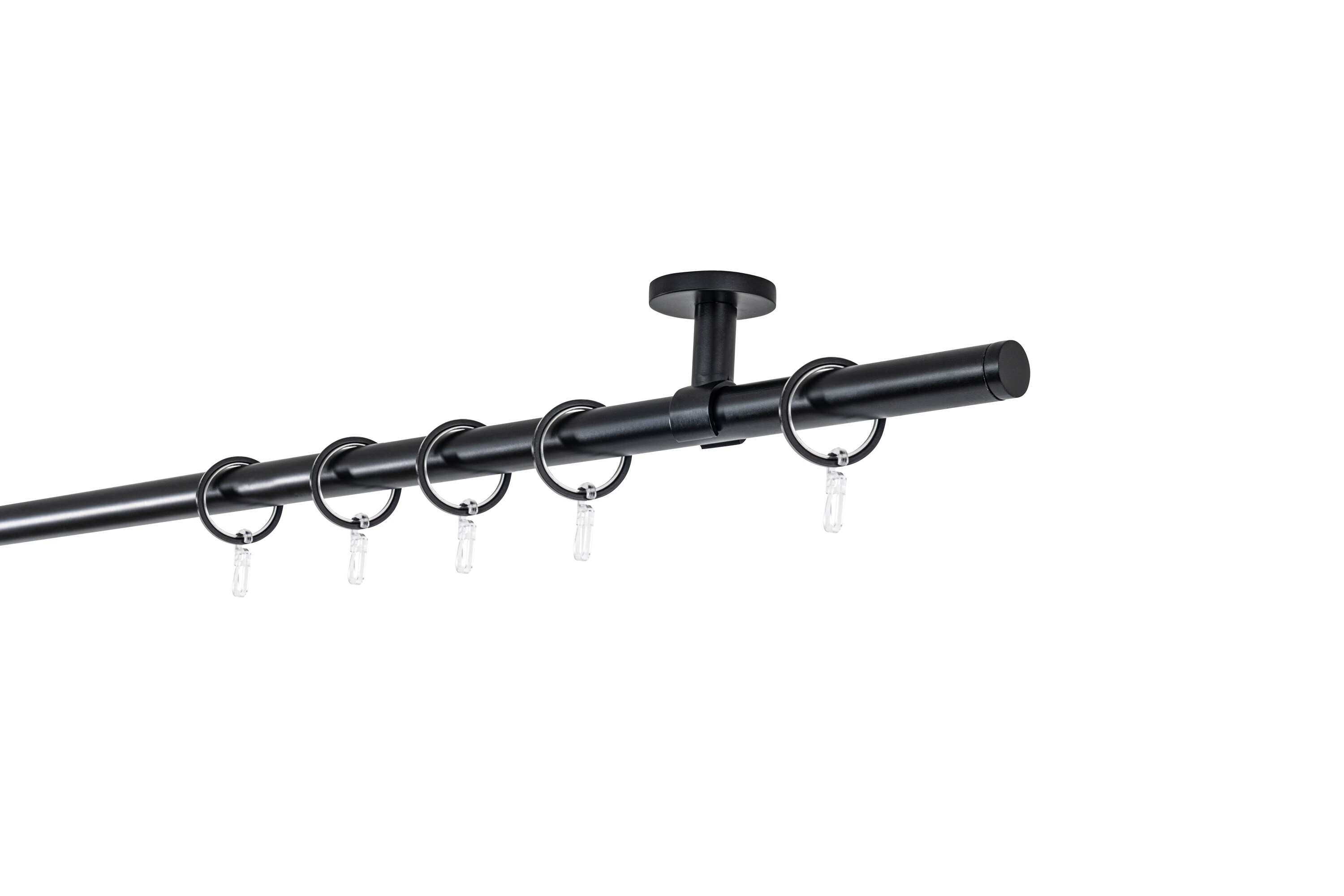 20mm,1-l&auml;ufig,Rohr,Deckentr&auml;ger classic,Endst&uuml;ck match Gr&ouml;&szlig;e: 100cm, Farbvariante: Schwarz - Bild 1