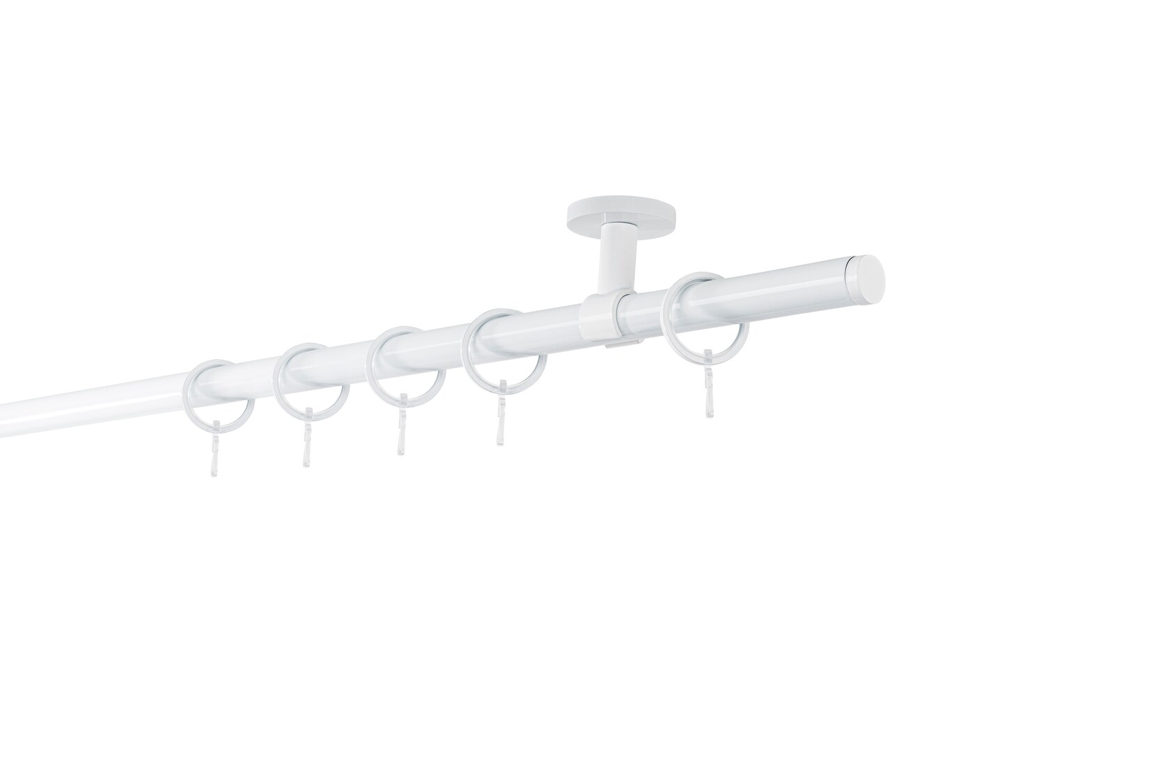 20mm,1-läufig,Rohr,Deckenträger classic,Endstück match Größe: 390cm, Farbvariante: Weiß