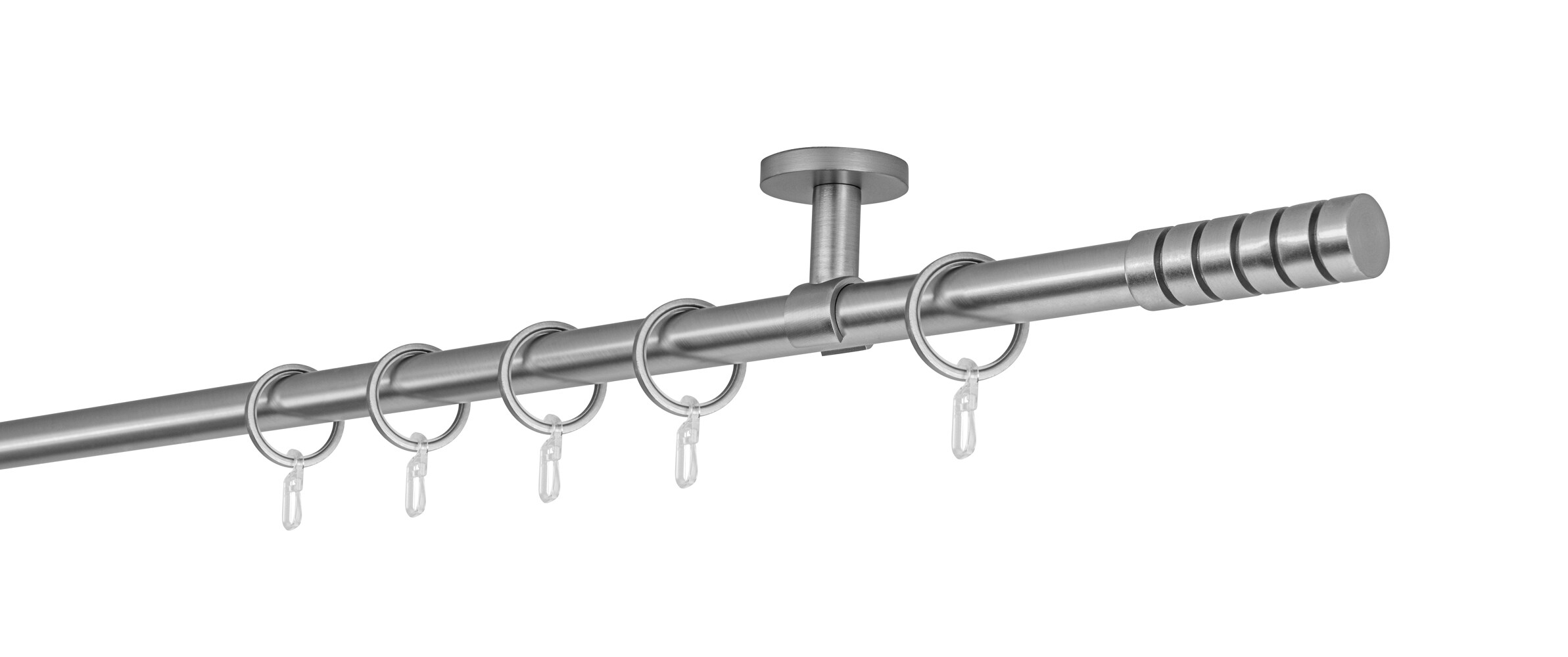 20mm,1-l&auml;ufig,Rohr,Deckentr&auml;ger classic,Endst&uuml;ck rillcube Gr&ouml;&szlig;e: 100cm, Farbvariante: Edelstahl-Optik - Bild 1