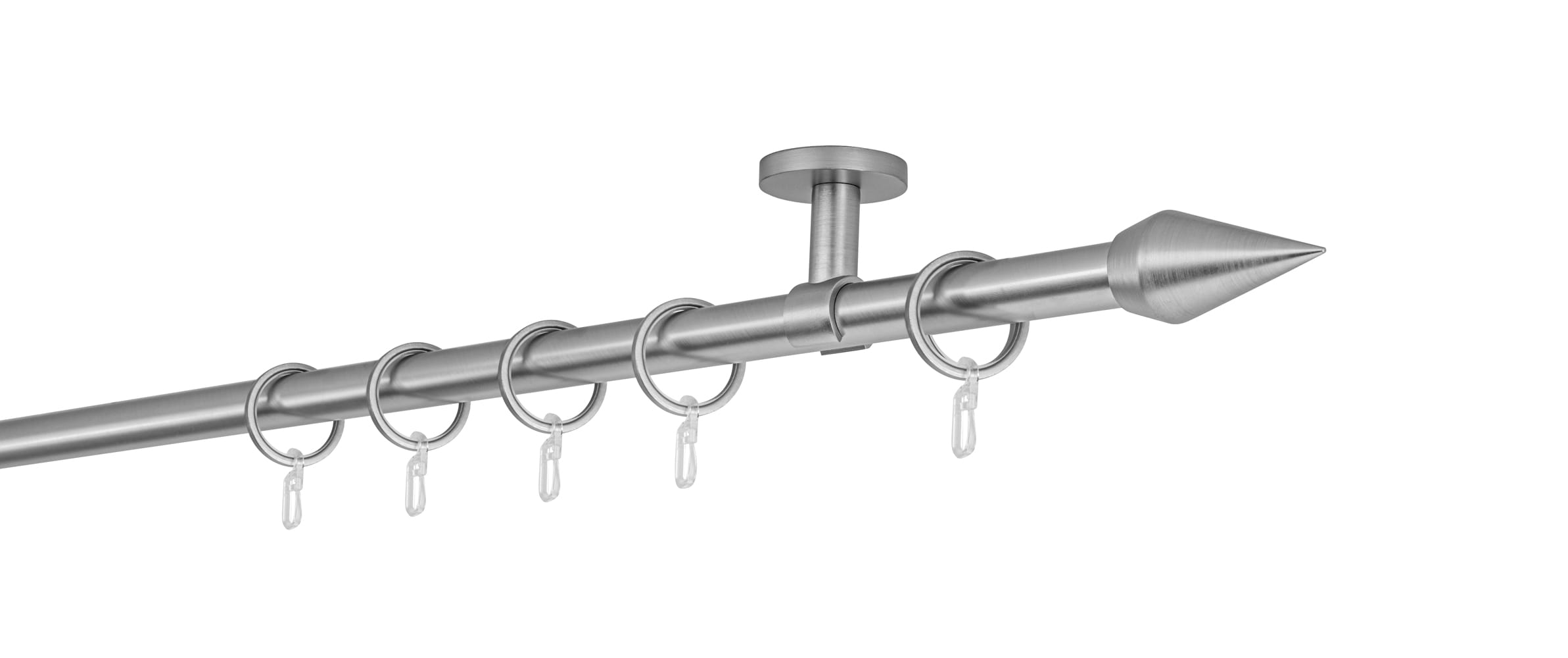 20mm,1-l&auml;ufig,Rohr,Deckentr&auml;ger classic,Endst&uuml;ck point Gr&ouml;&szlig;e: 100cm, Farbvariante: Edelstahl-Optik - Bild 1