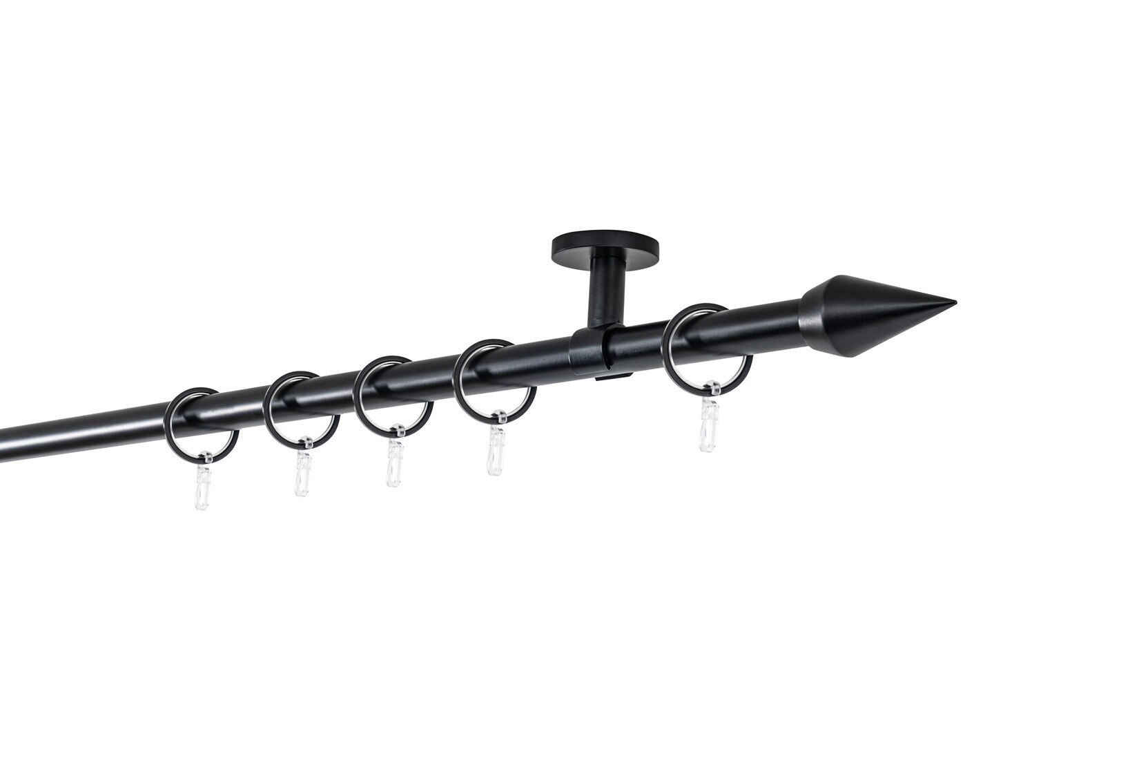 20mm,1-läufig,Rohr,Deckenträger classic,Endstück point Größe: 260cm, Farbvariante: Schwarz