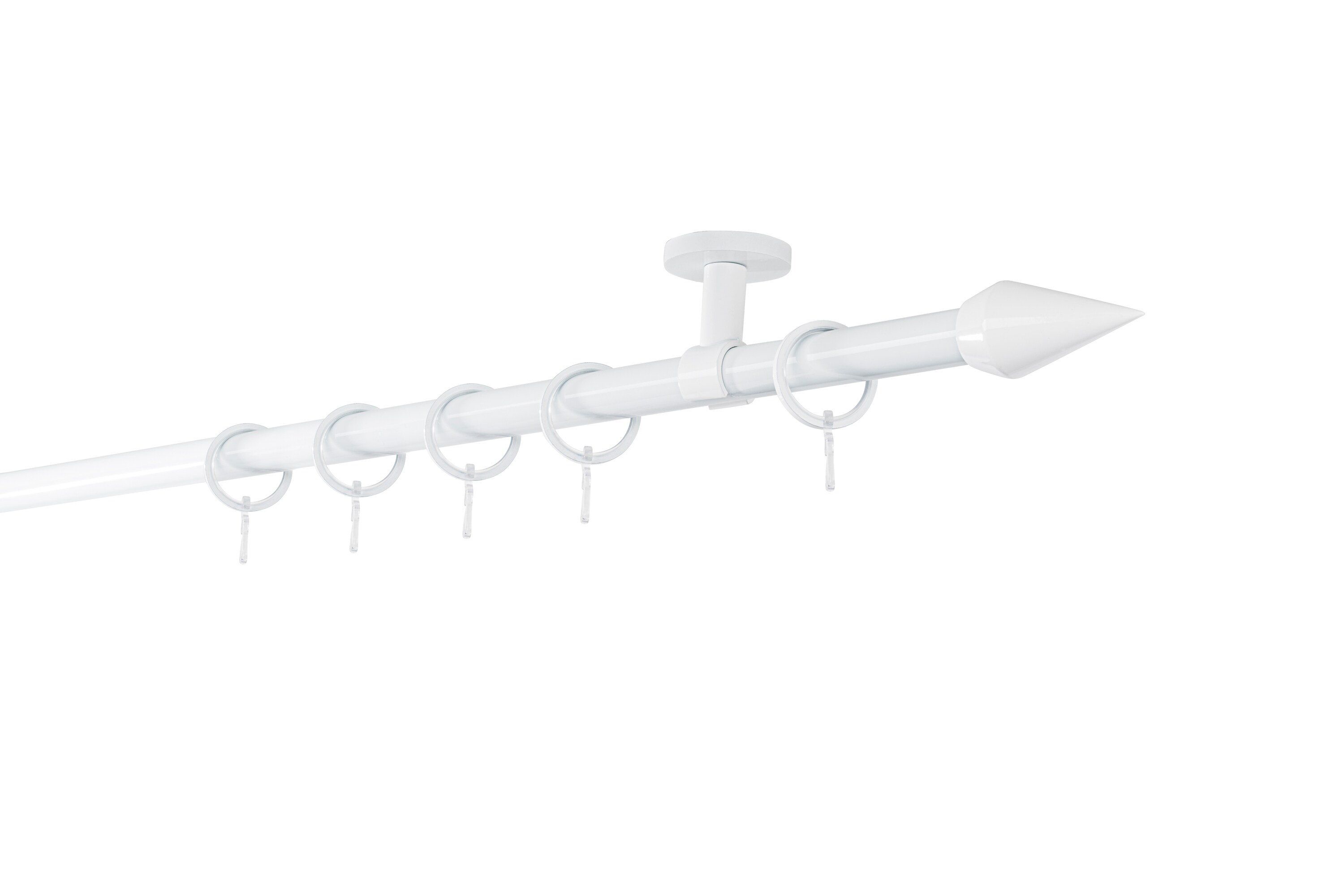 20mm,1-l&auml;ufig,Rohr,Deckentr&auml;ger classic,Endst&uuml;ck point Gr&ouml;&szlig;e: 100cm, Farbvariante: Wei&szlig; - Bild 1