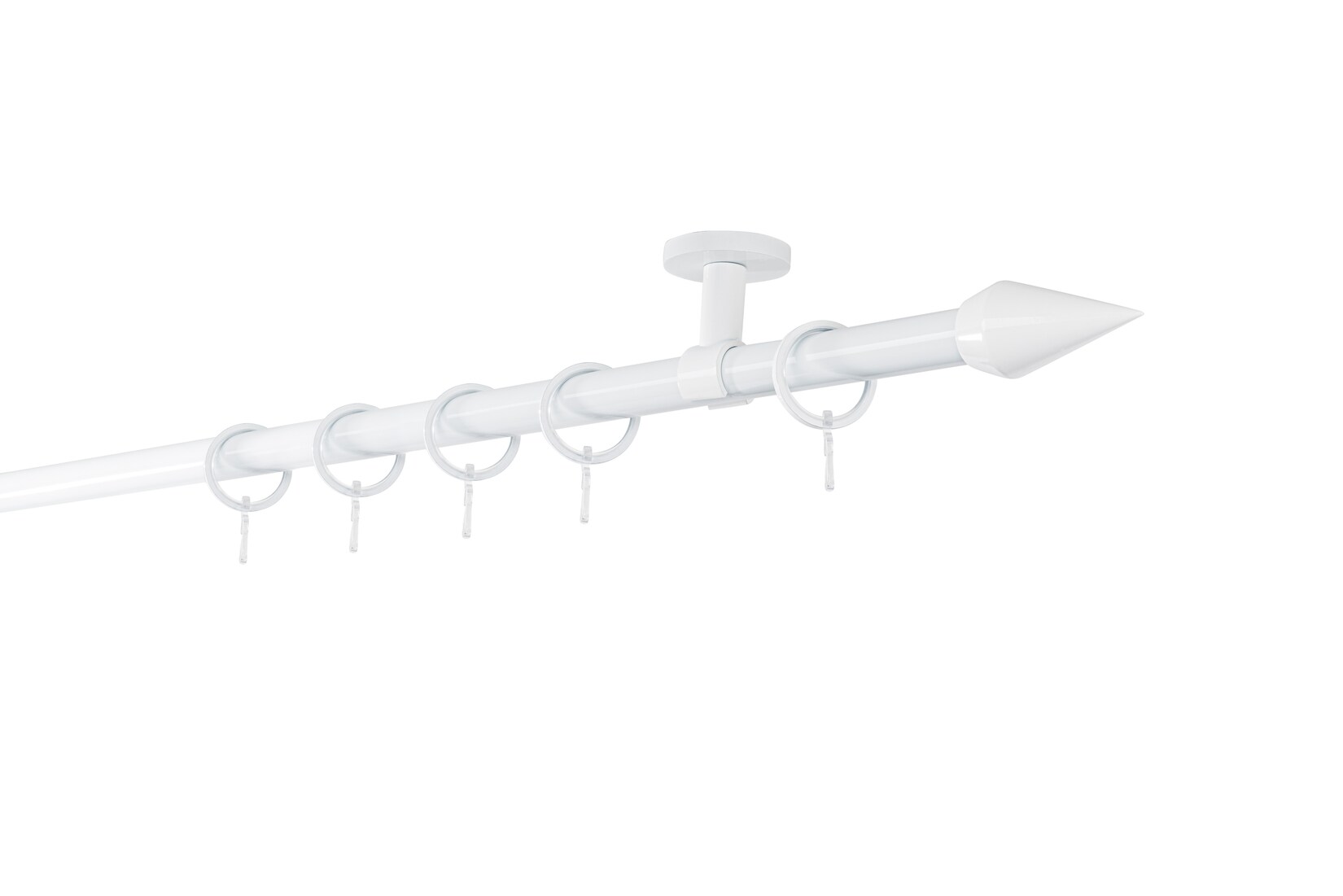 20mm,1-läufig,Rohr,Deckenträger classic,Endstück point Größe: 250cm, Farbvariante: Weiß