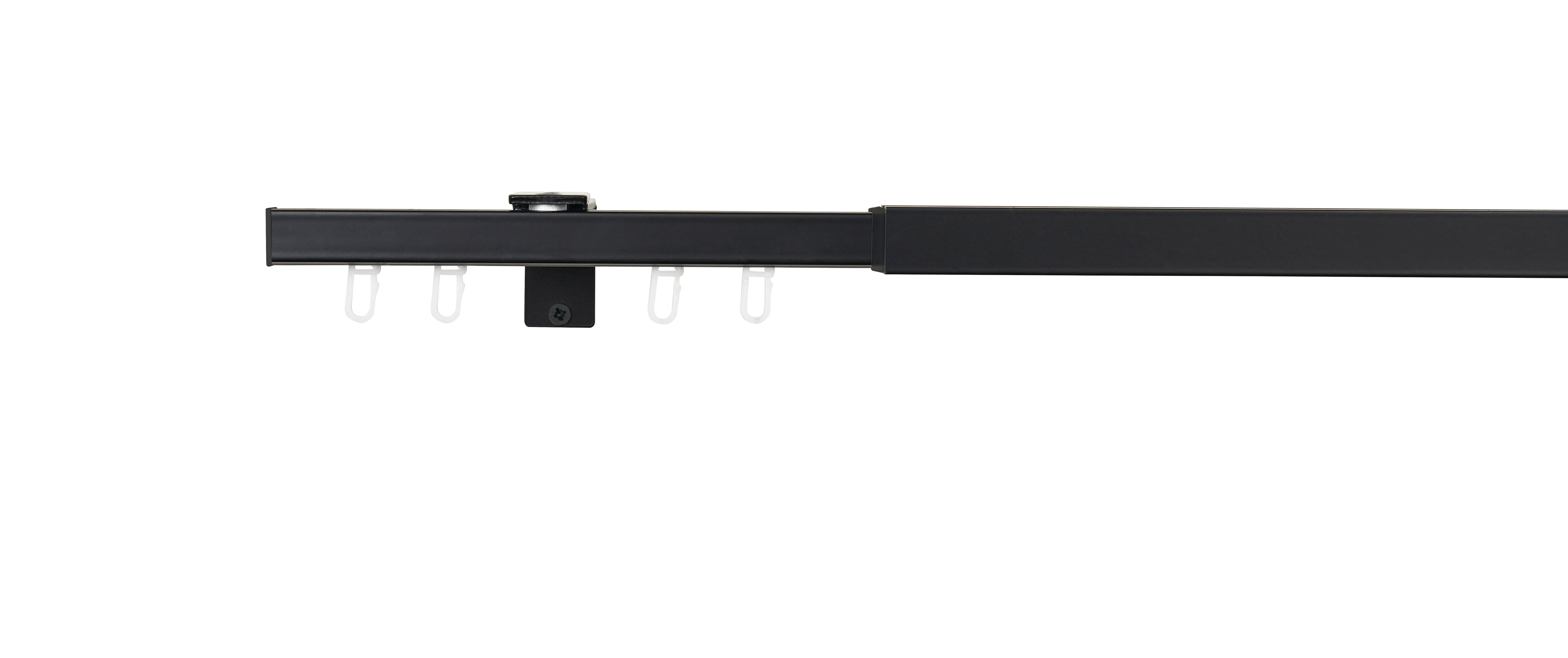 Ondeco Vorhangschiene ausziehbar Gardinenschiene innenlauf Gardinenstange Deckenmontage modern 1-Lauf Farbe: Schwarz, Gr&ouml;&szlig;e: 160-280 cm - Bild 1