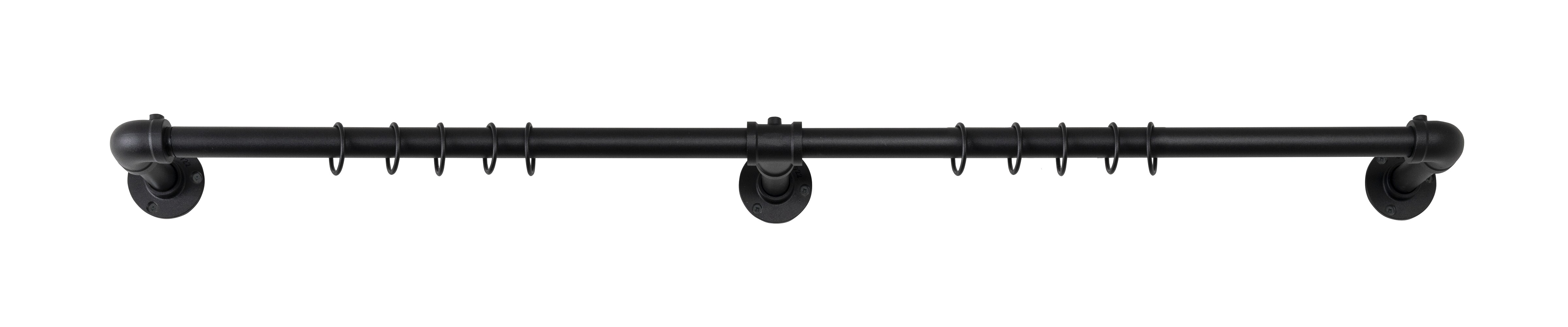 Ondeco Gardinenstange Industrie ausziehbar f&uuml;r Verdunkelungsvorh&auml;nge  22/25mm Farbe: Schwarz, Gr&ouml;&szlig;e: 120-210 cm - Bild 1