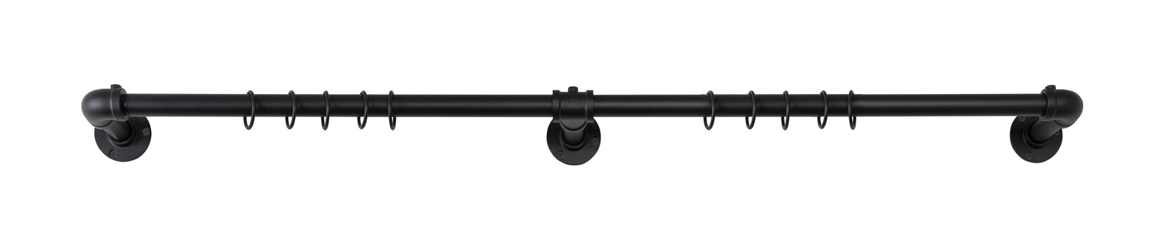Ondeco Gardinenstange Industrie ausziehbar für Verdunkelungsvorhänge 22/25mm Farbe: Schwarz, Größe: 120-210 cm