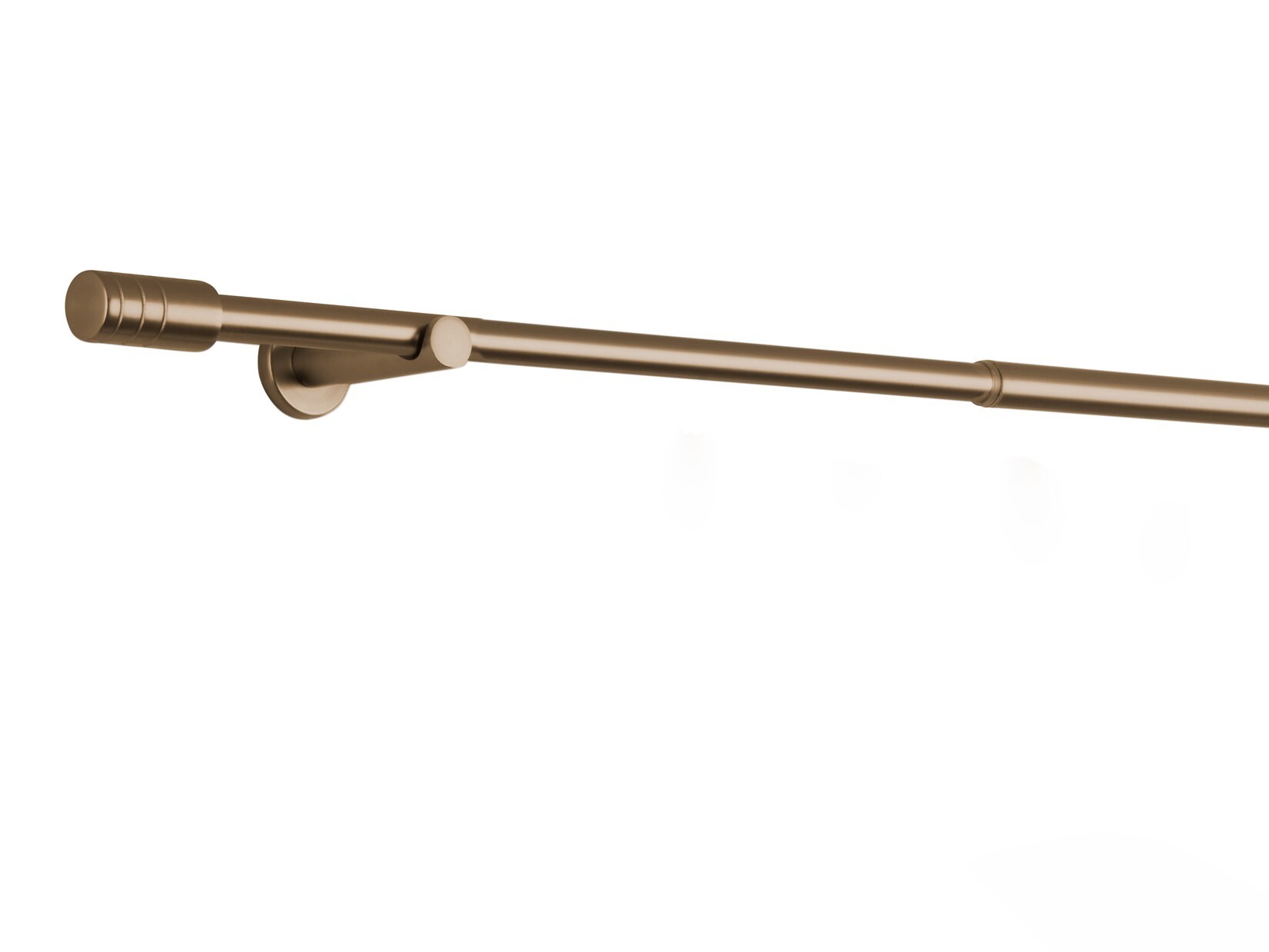 Ondeco Gardinenstange ausziehbar 1-lauf Wandmontage Endstück Rille 16/19 mm mit Ringen Farbe: Gold, Größe: 160-280 cm