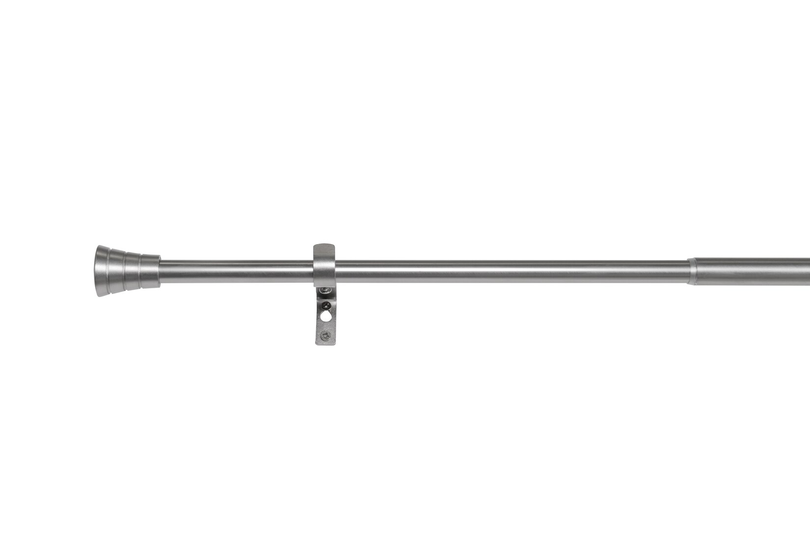 Ondeco Gardinenstange ausziehbar 1-lauf Wandmontage Endstück Zylinder Edelstahl-Optik 16/19 mm Farbe: Edelstahl-Optik, Größe: 210-400 cm