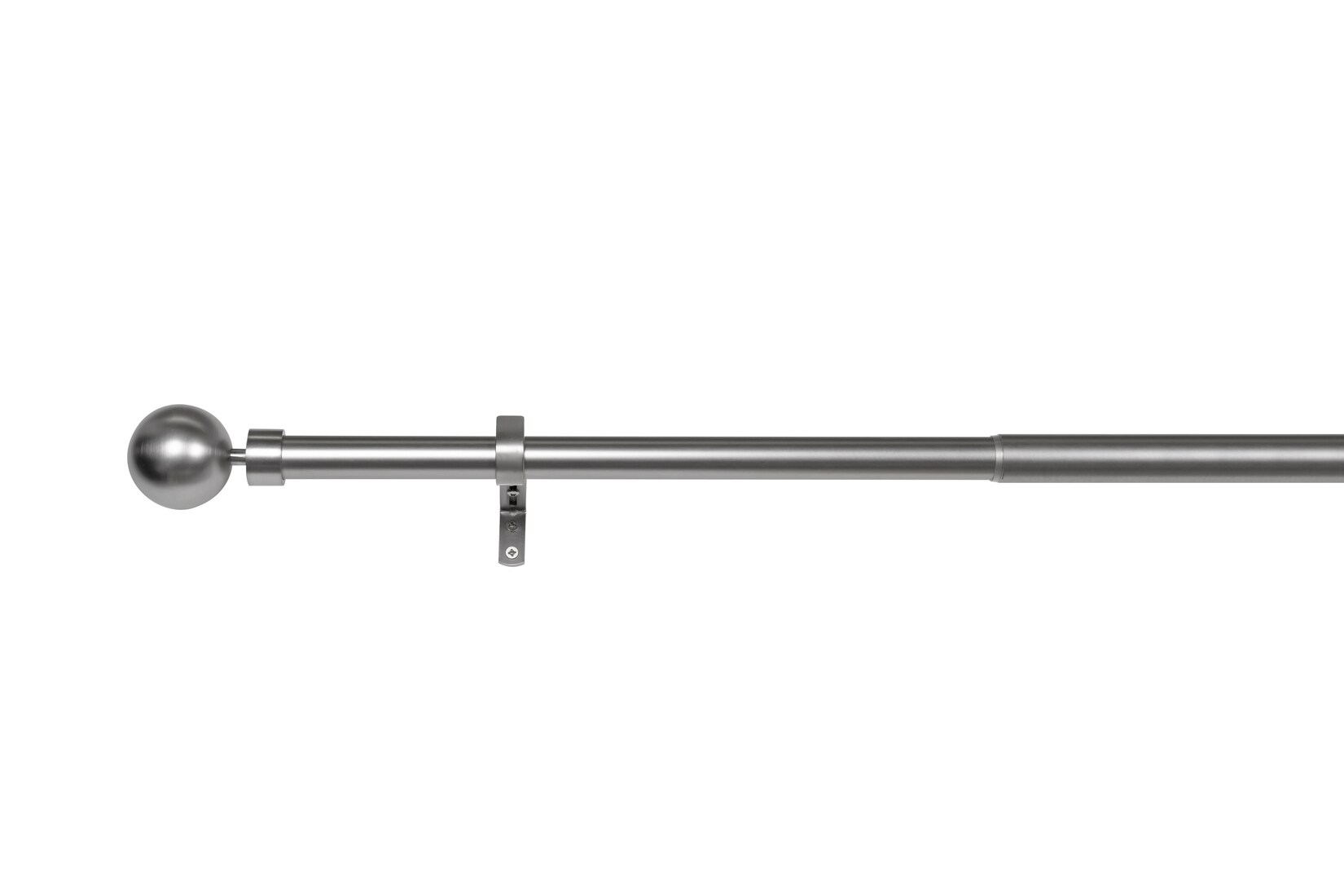 Ondeco Gardinenstange ausziehbar 1-lauf - 2-lauf Wandmontage Endstück Kugel 25/28 mm Farbe: Edelstahl-Optik, Größe: 190-360 cm 1-lauf