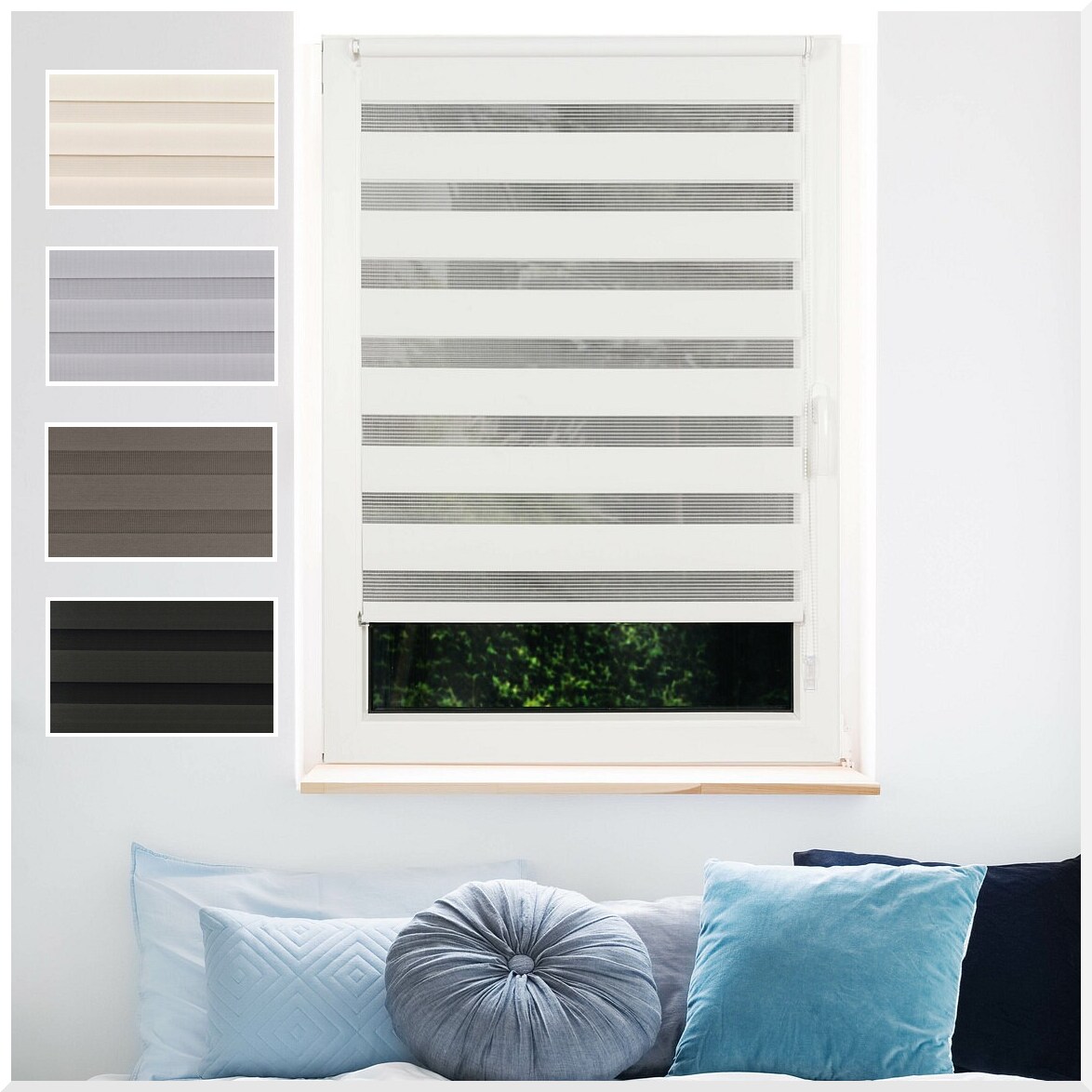 Ondeco Doppelrollo Just Klemmfix Seitenzugrollo Blickdicht Klemmfix Farbe: Weiß, Größe: 140x160 cm