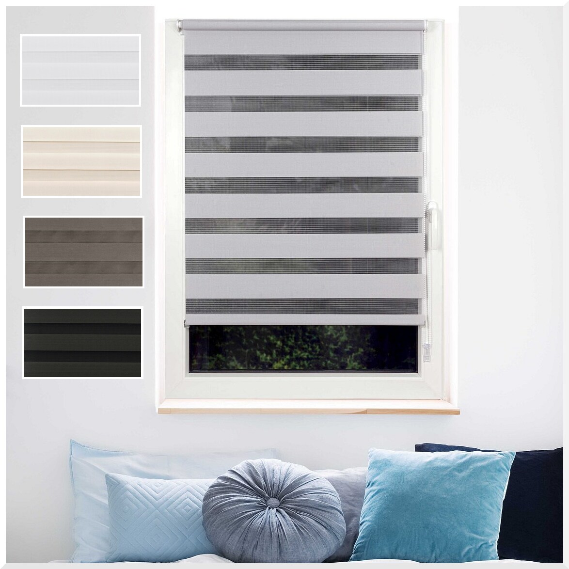 Ondeco Doppelrollo Just Klemmfix Seitenzugrollo Blickdicht Klemmfix Farbe: Grau, Größe: 140x160 cm