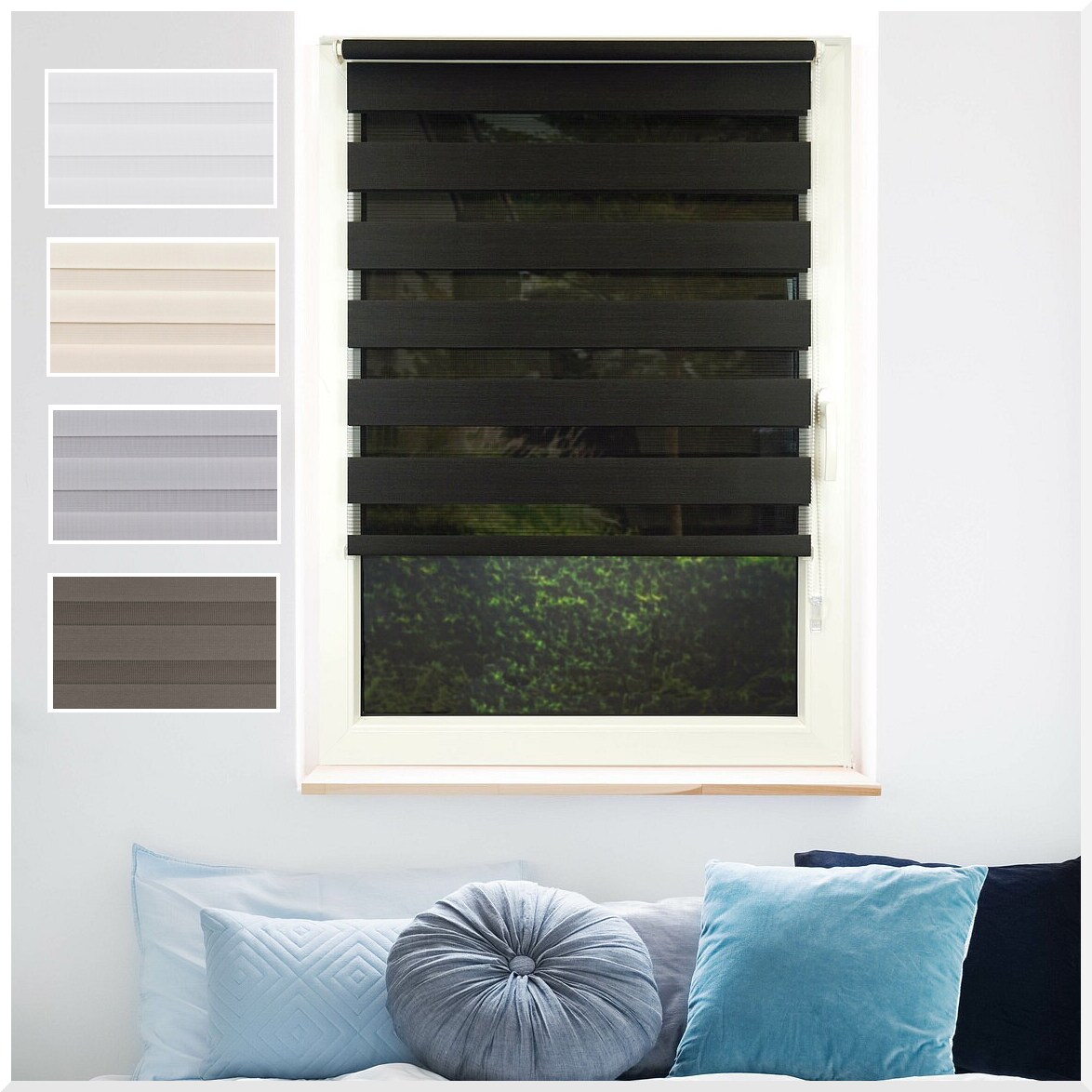 Ondeco Doppelrollo Just Klemmfix Seitenzugrollo Blickdicht Klemmfix Farbe: Anthrazit, Größe: 140x160 cm