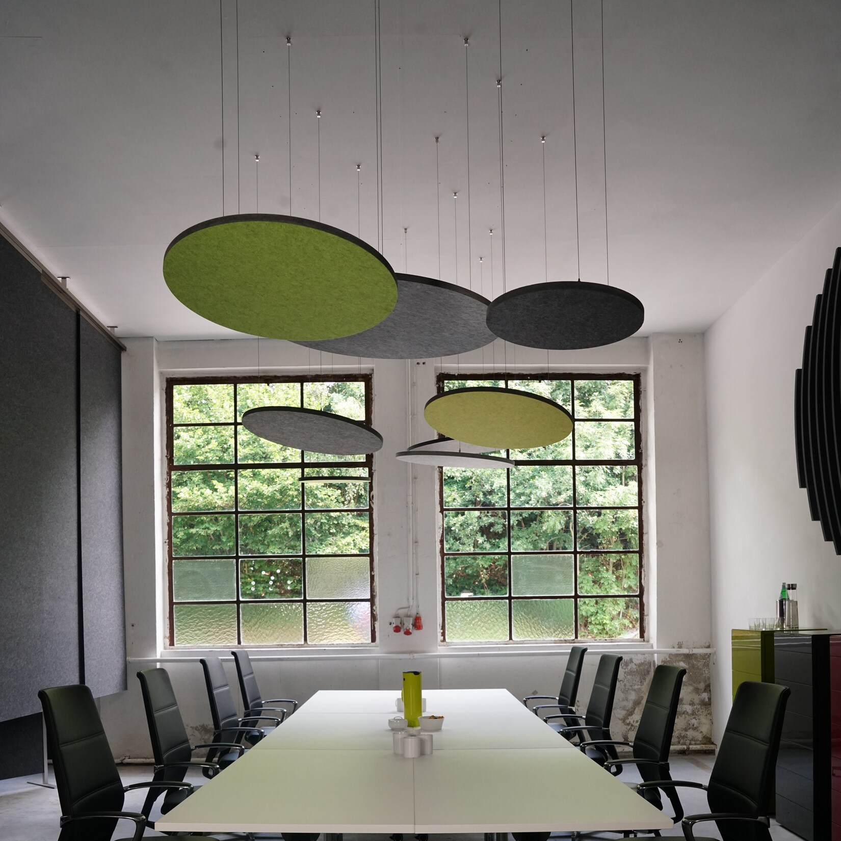 Deckensegel-Set ceiling round Deckenträger Farbe: anthrazit, Größe: 50x50x2,5cm