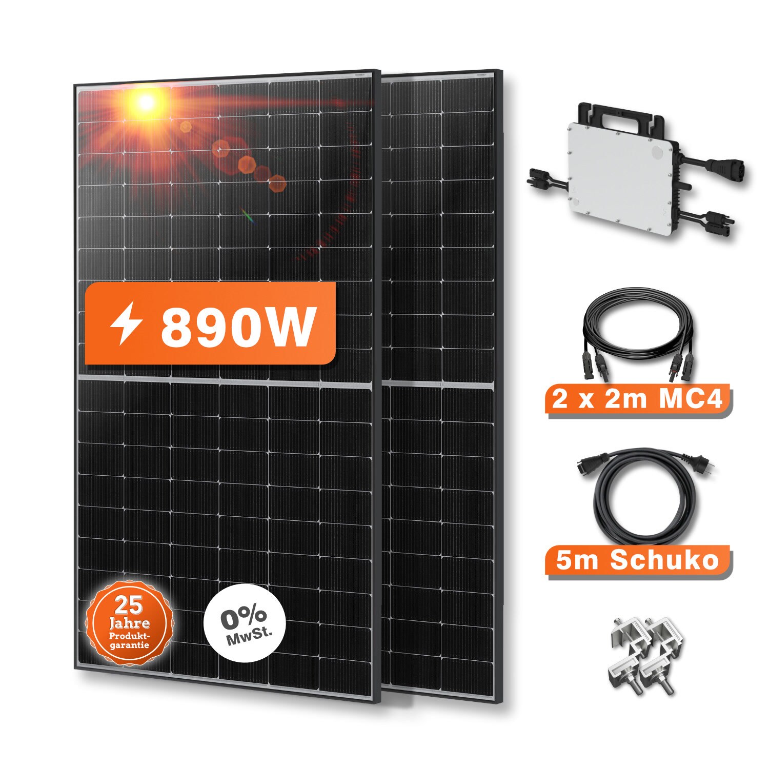 890W Balkonkraftwerk - bifaziale Solarmodule, Hoymiles HMS-800W Wechselrichter WiFi - Bild 1