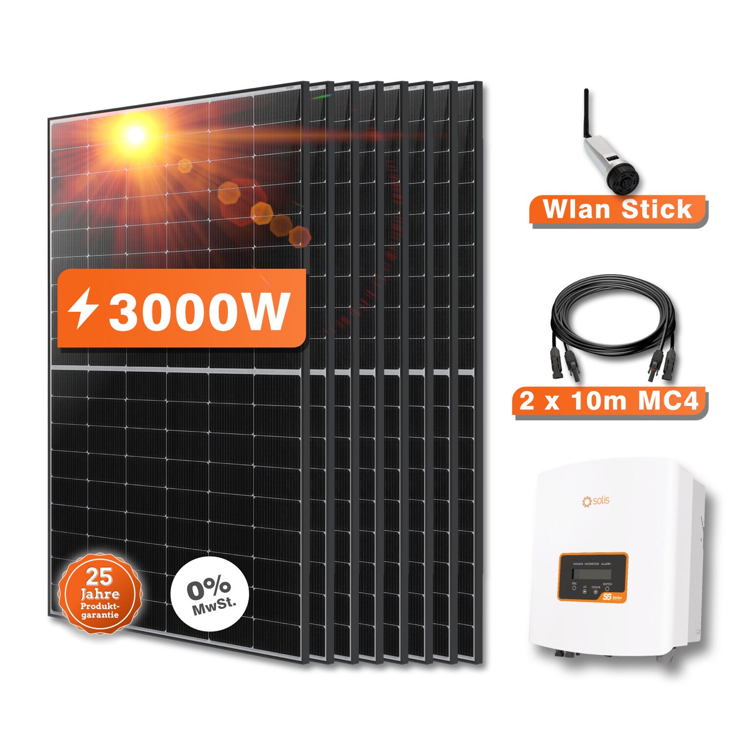 3000W Solaranlage Photovoltaik – bifaziale Solarmodule | 09507198668827