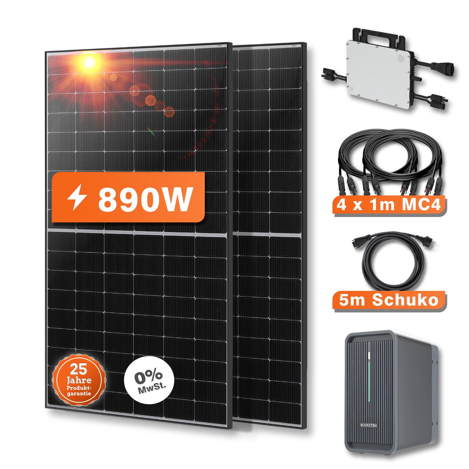 890W Bifaziales Balkonkraftwerk mit Speicher | 09508219673950