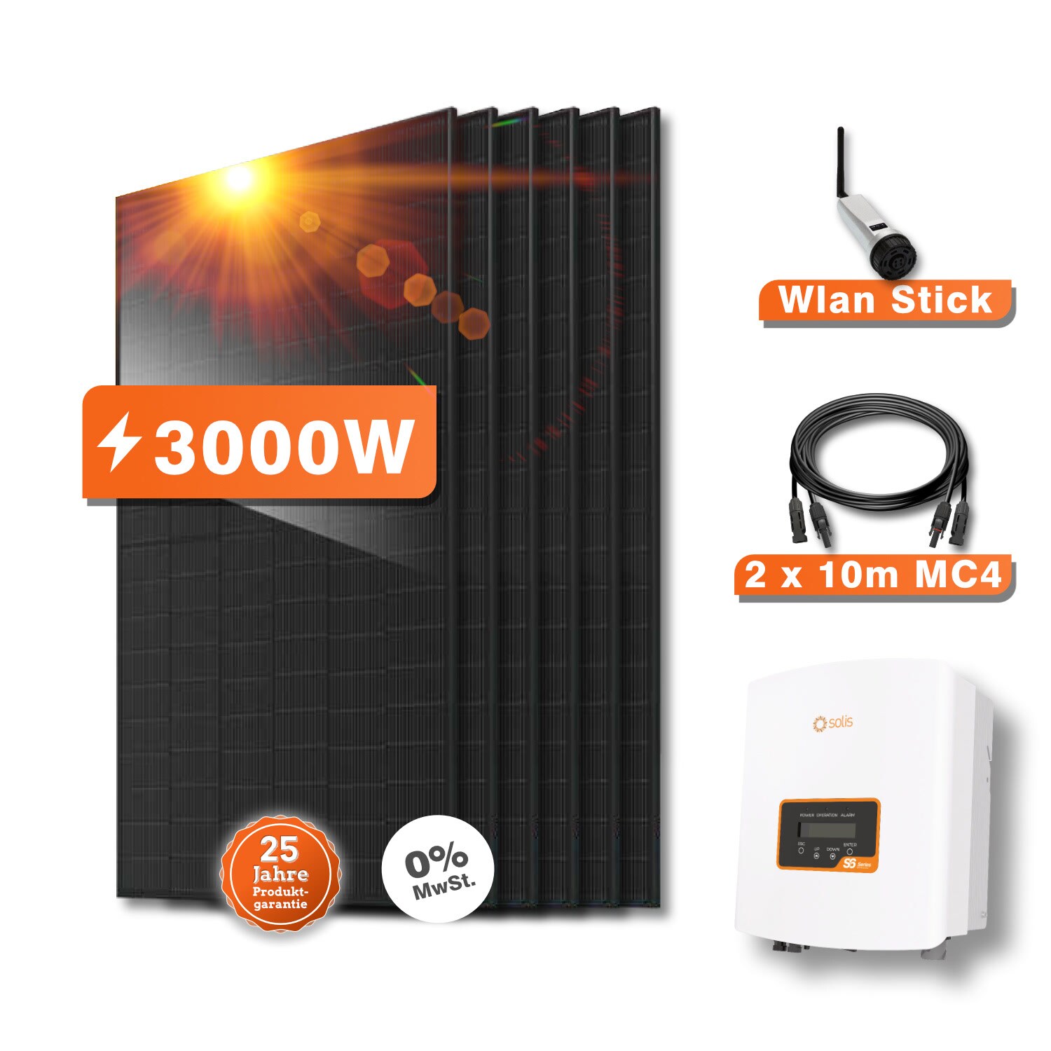 3000W Solaranlage Set Photovoltaik - SOLIS Wechselrichter mit WLAN - Bild 1