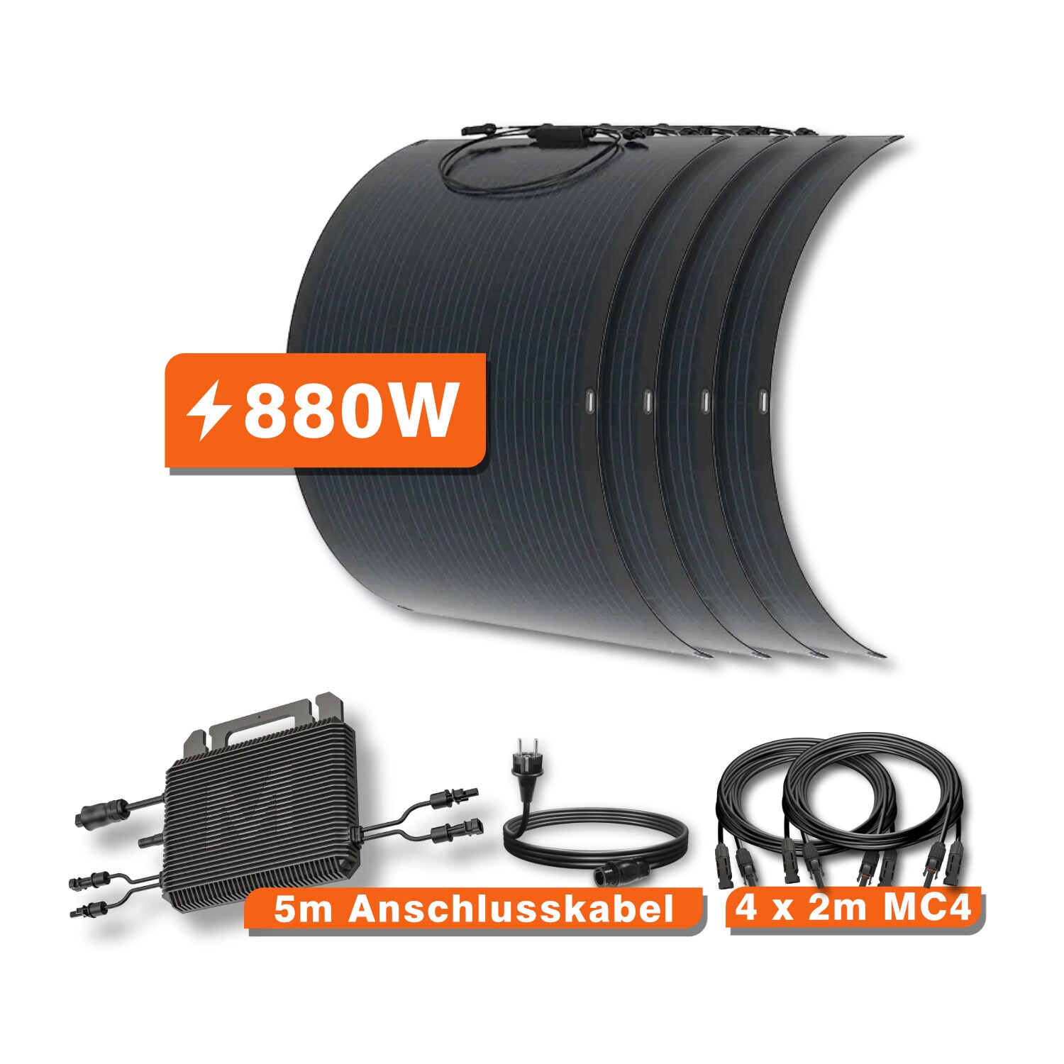 Flexibles 880 W Balkonkraftwerk mit Wechselrichter & Zubehör | 09505291229242