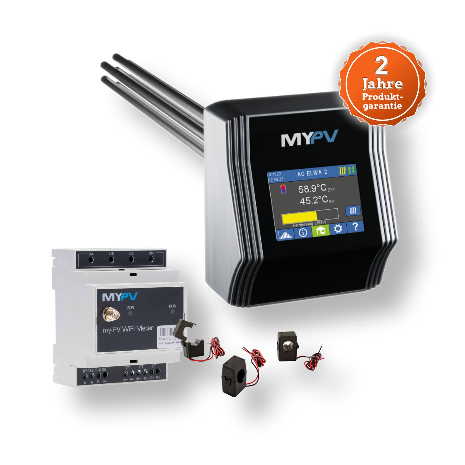 my-PV AC ELWA 2 | elektrischer stufenloser Heizstab 3,5 kW Warmwasser inkl. MyPV WiFi Meter 75A - Bild 1
