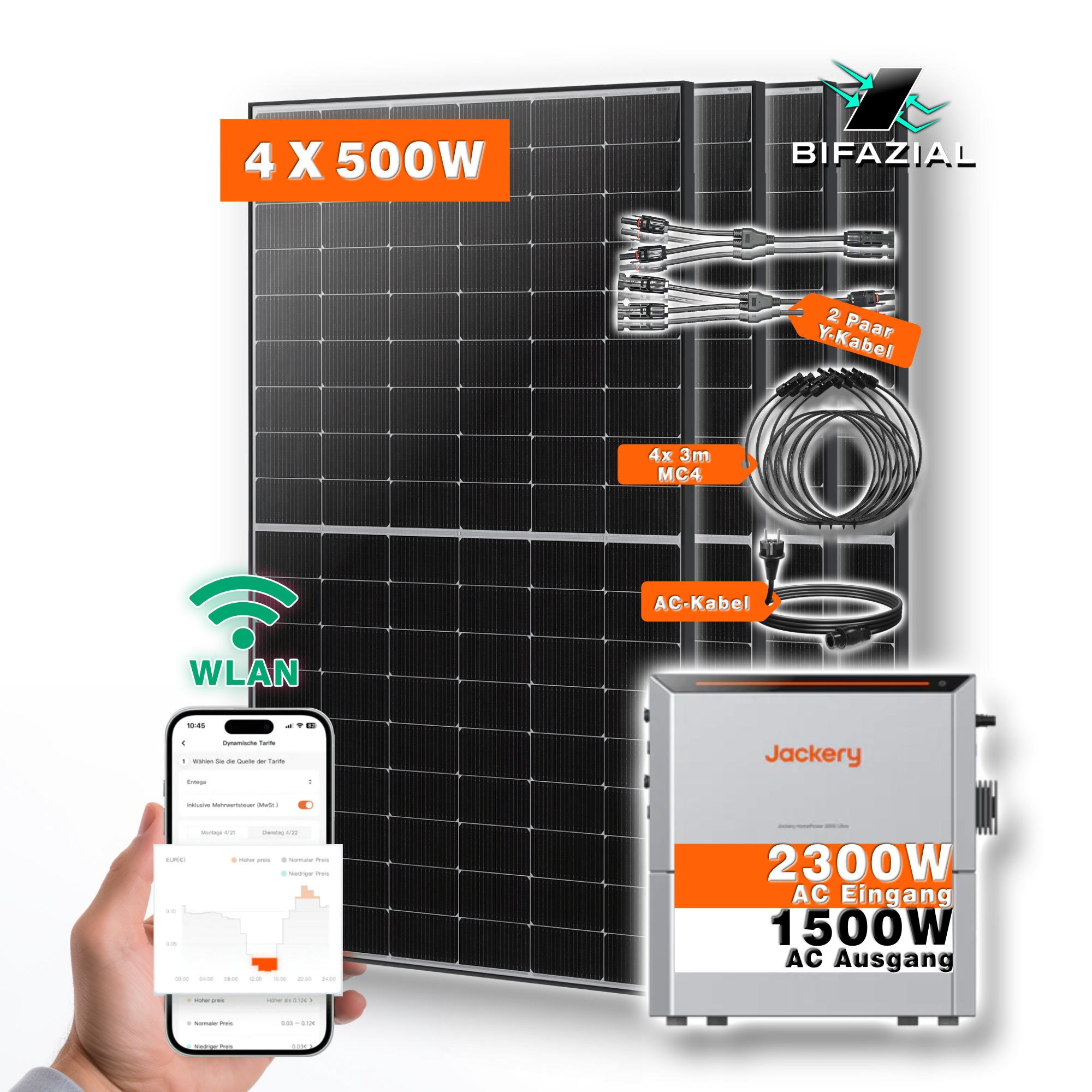 Balkonkraftwerk mit Jackery HomePower Ultra 2000 Speicher-Wechselrichter und 4x 500W Solarmodulen - Bild 1