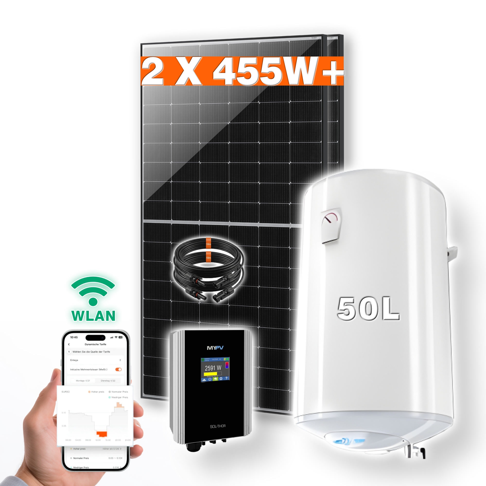 PVundSO Warmwasserset SOL-THOR mit 50 l Boiler und 2 Solarmodulen - Bild 1